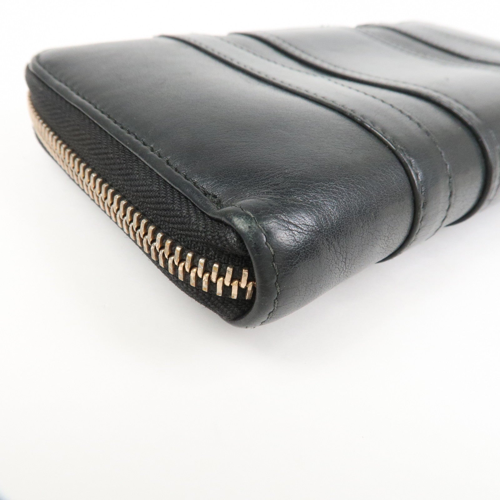 BVLGARI B-zero 1 Leather Zip Around Bi-fold Long Wallet Black