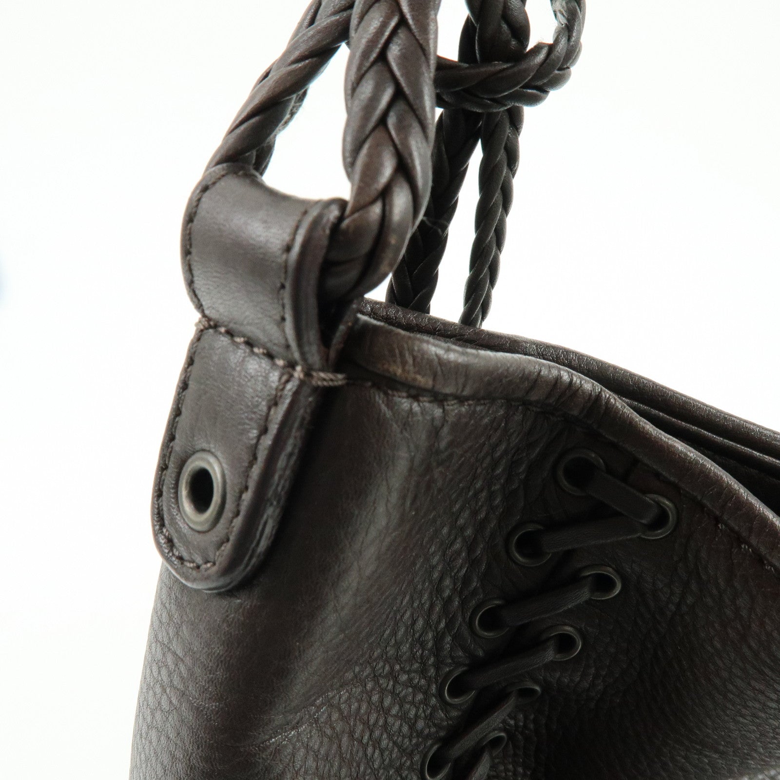 Christian Dior Leather Shoulder Bag Ethnic Heart Tassel Charm Brown