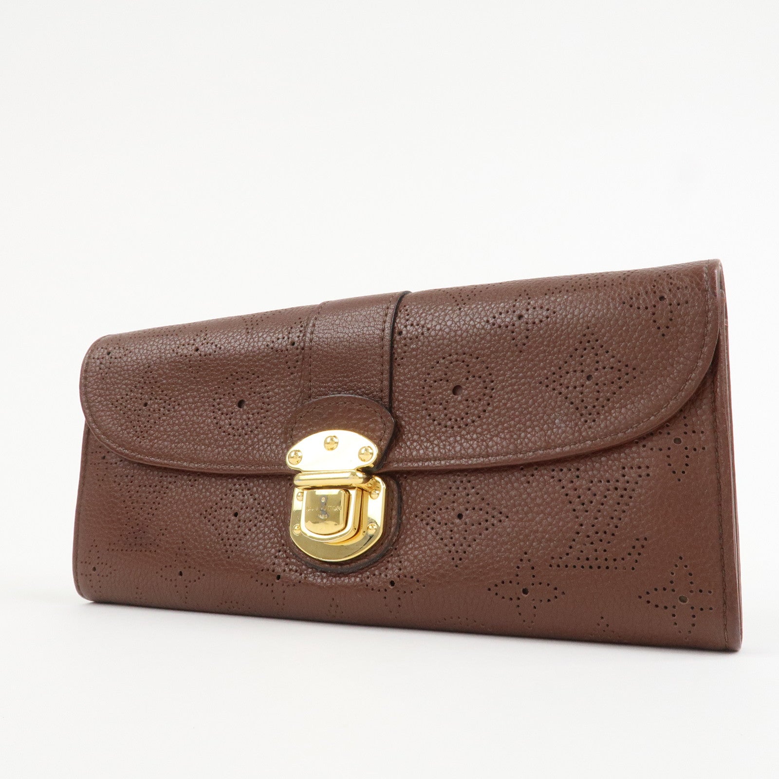 Louis Vuitton Monogram Mahina Portefeuilles Amelia Long Wallet Acajou M58125