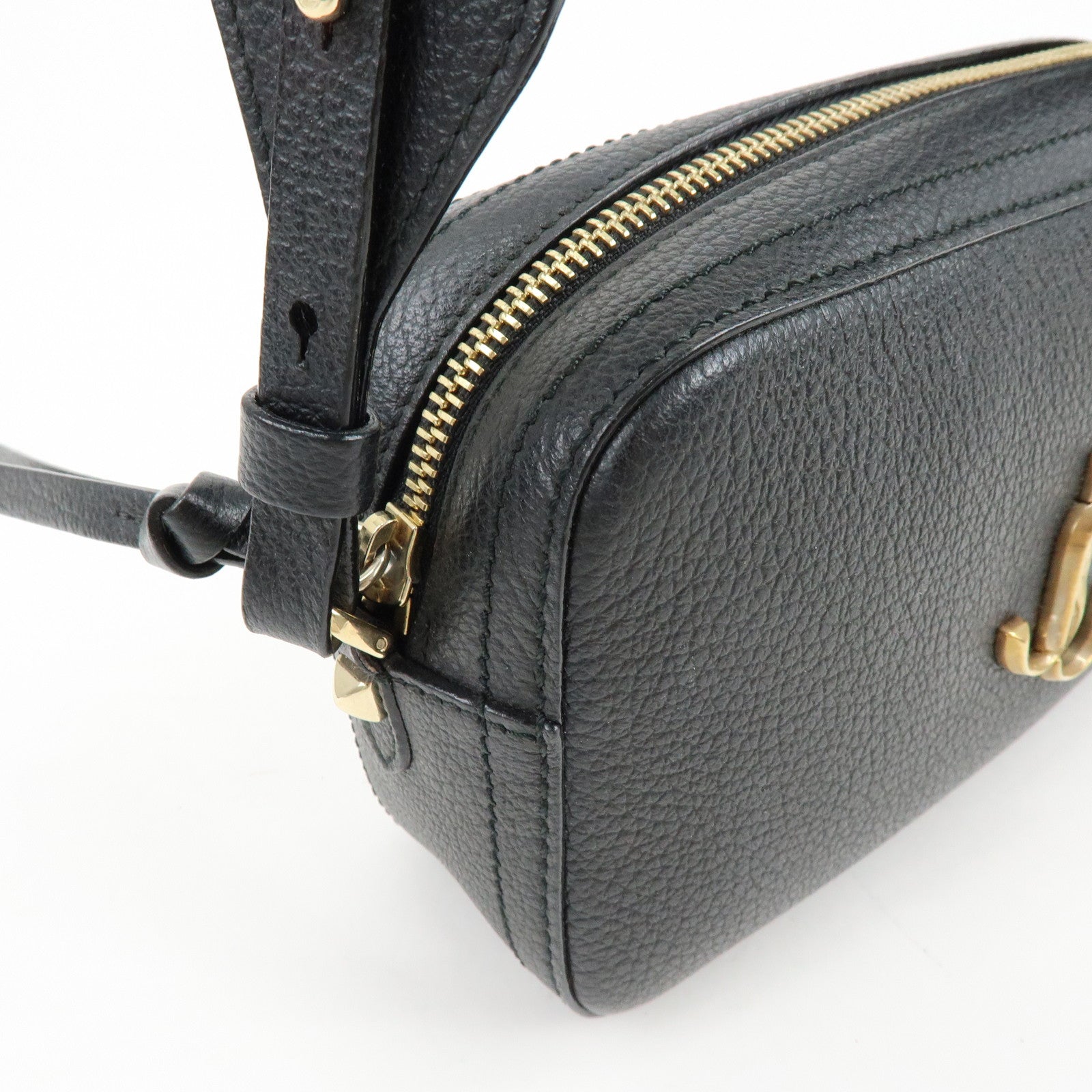 JIMMY CHOO VARENNE Leather Shoulder Bag Crossbody Bag Black