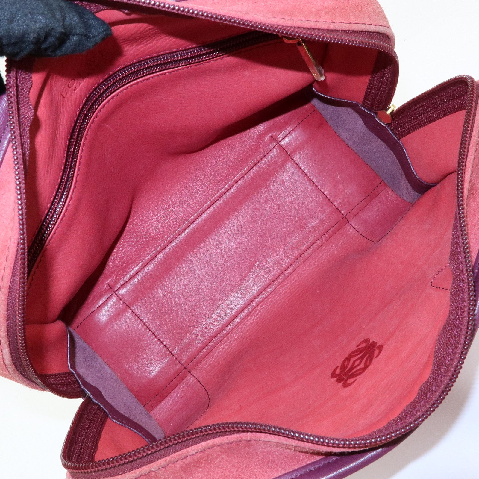 LOEWE Anagram Amazona 28 Suede Leather Hand Bag Red Bordeaux