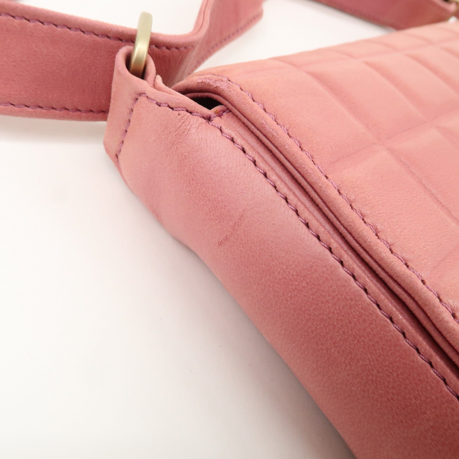 CHANEL COCO Mark Chocolate Bar Lamb Skin Shoulder Bag Pink