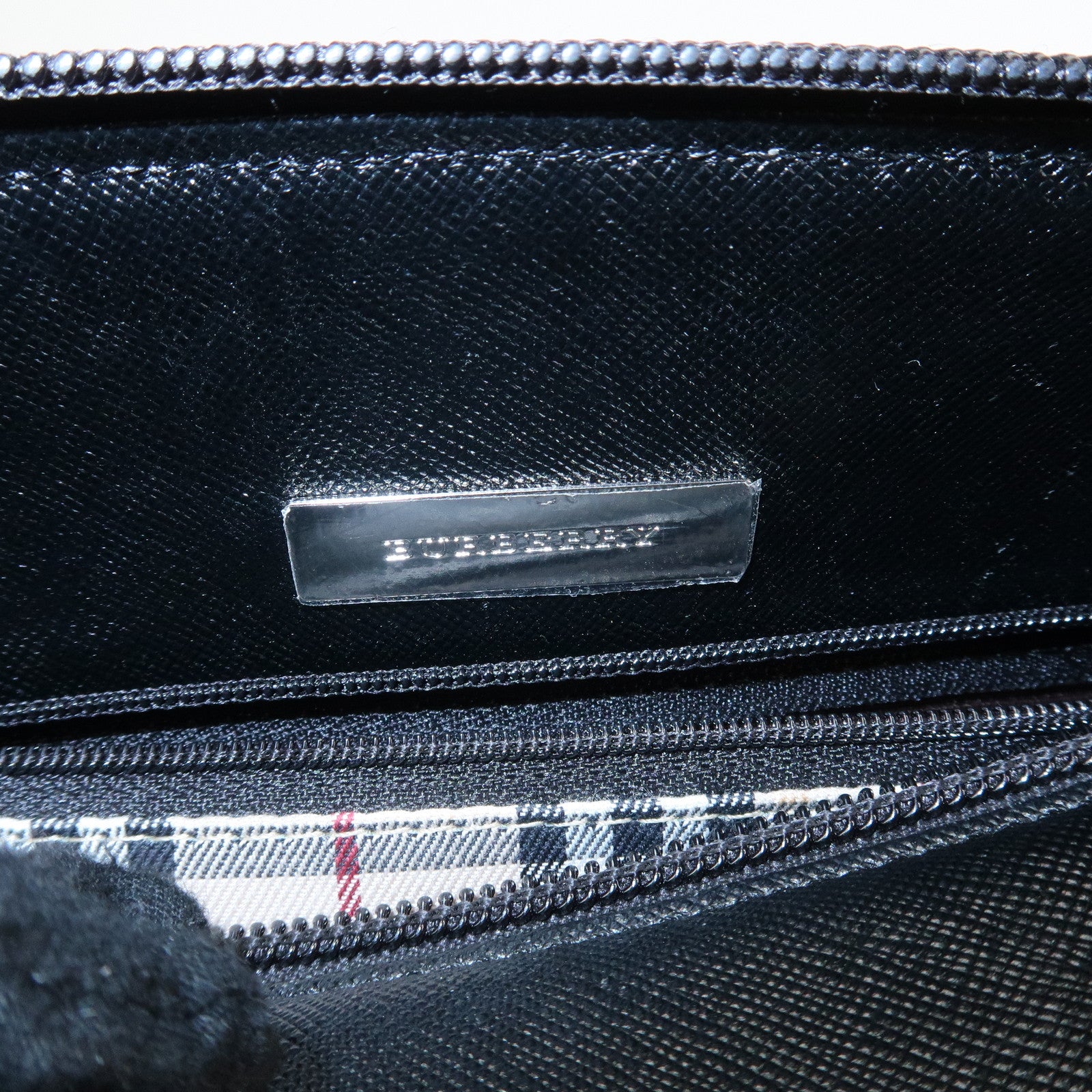 BURBERRY Leather Boston Bag Hand Bag Black Silver HDW Used