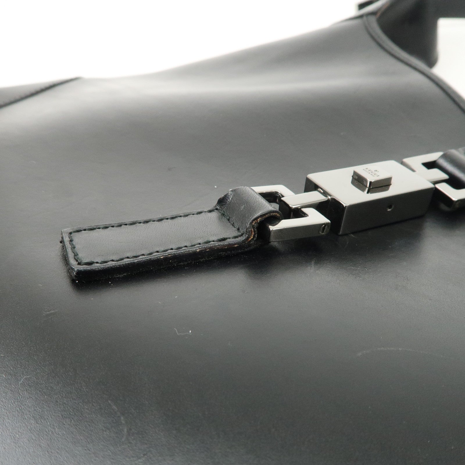 GUCCI Jackie Leather Shoulder Bag Hand Bag Black Silver Hardware 001.3346 Used