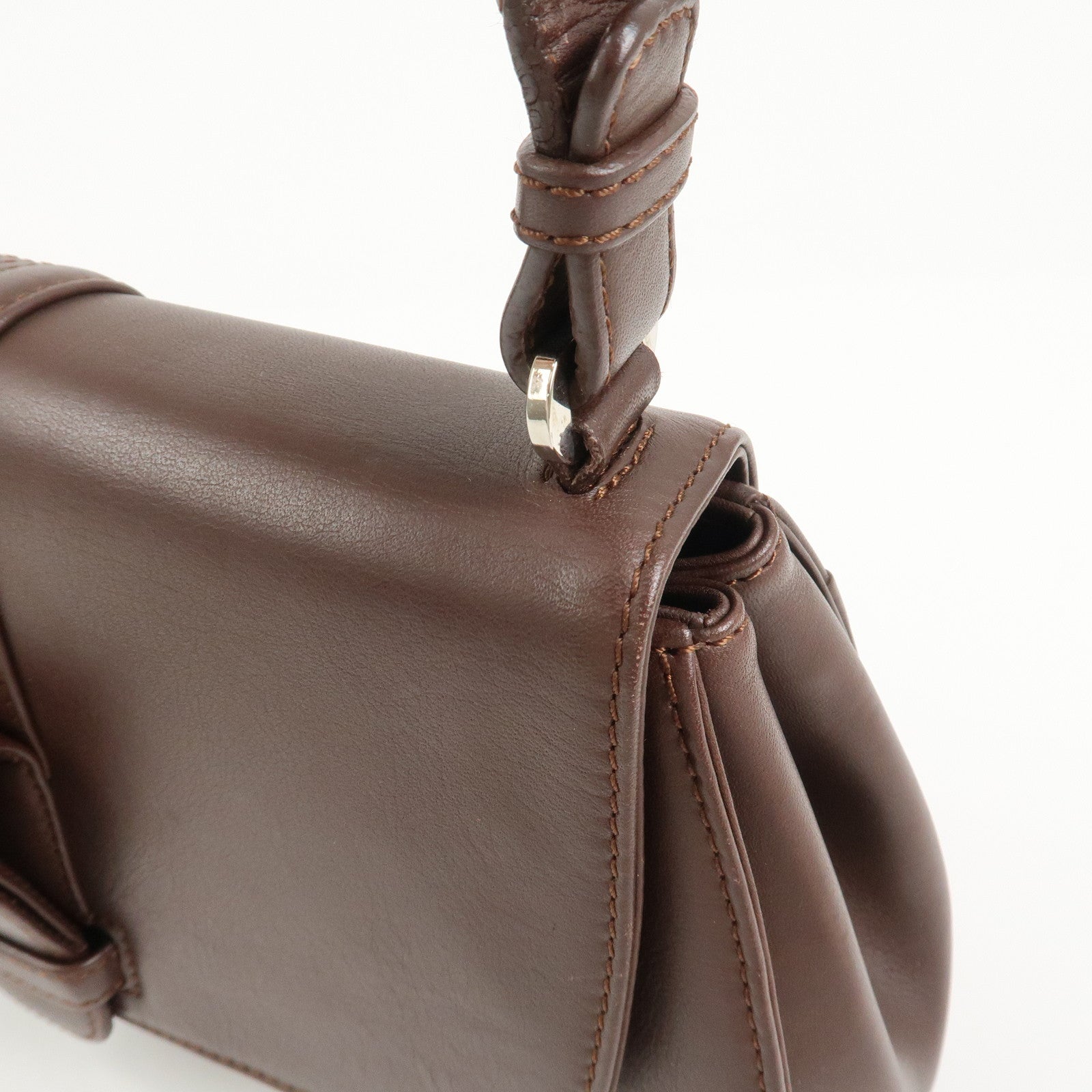LOEWE Anagram Leather Hand Bag Shoulder Bag Brown