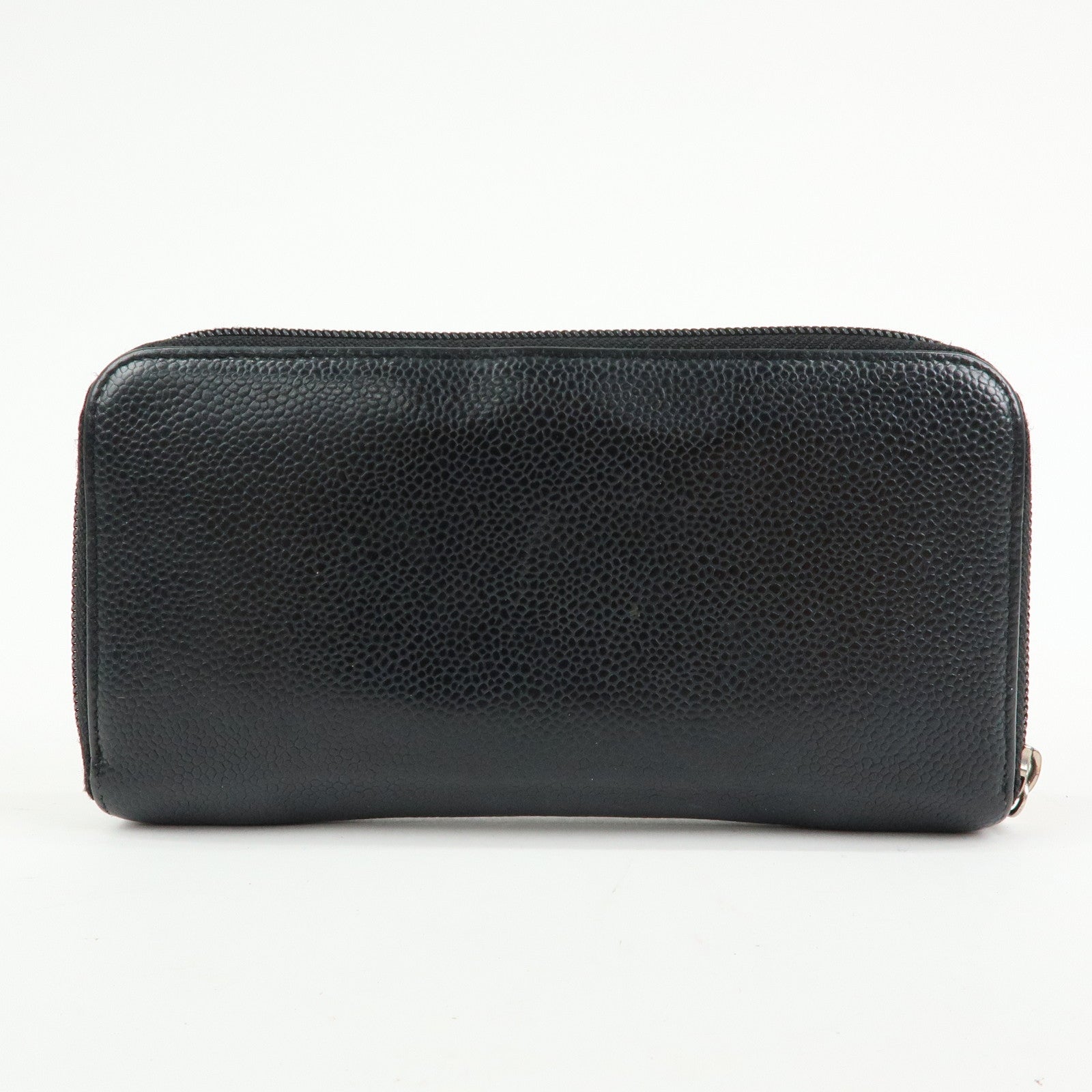 CHANEL COCO Mark Caviarskin Round Zippy Long Wallet Black A50071