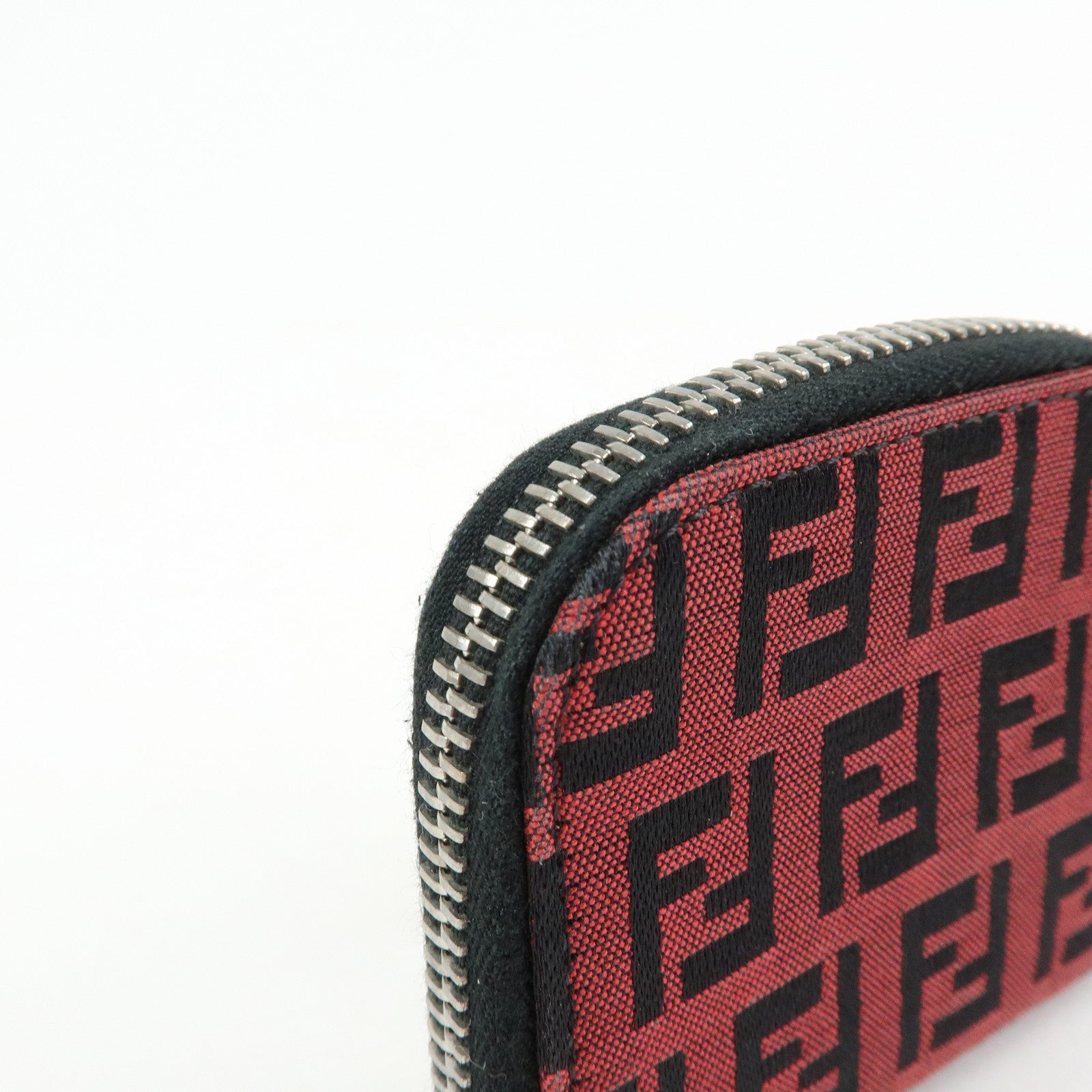 FENDI Zucchino Canvas Coin Case Coin Purse Red