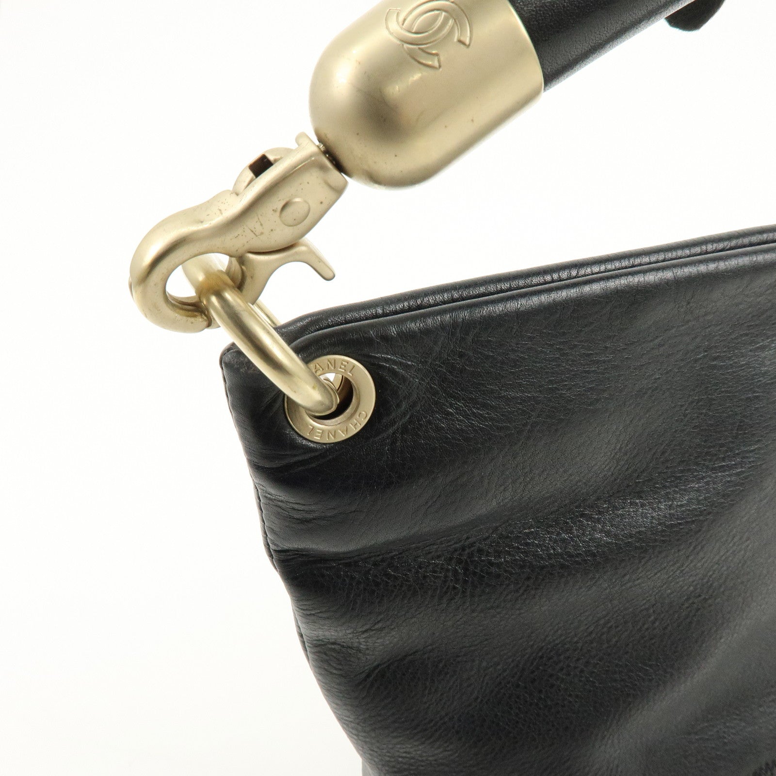 CHANEL COCO Mark Calf Leather Hand Bag Shoulder Bag Black