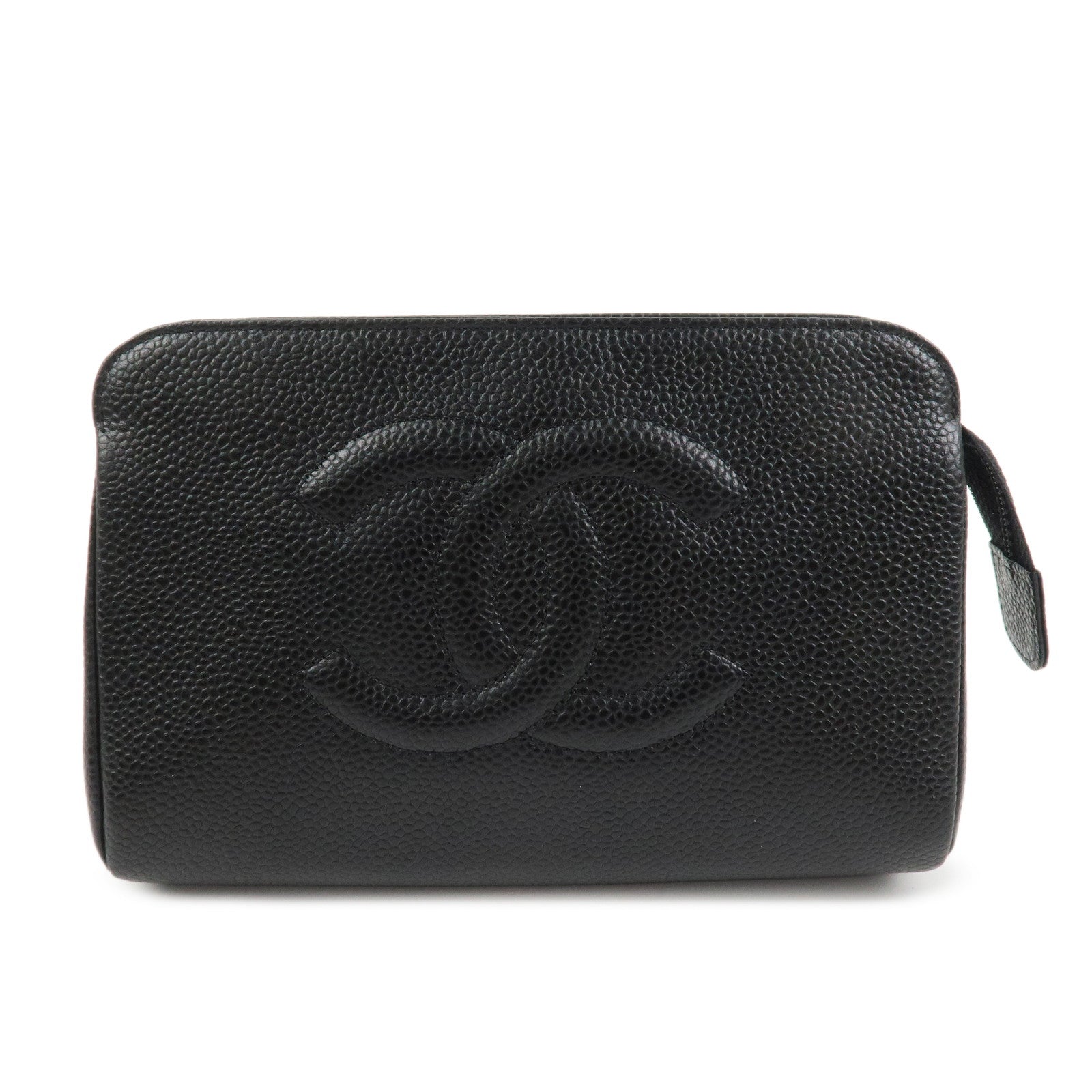 CHANEL COCO Mark Caviarskin Cosmetic Pouch Black