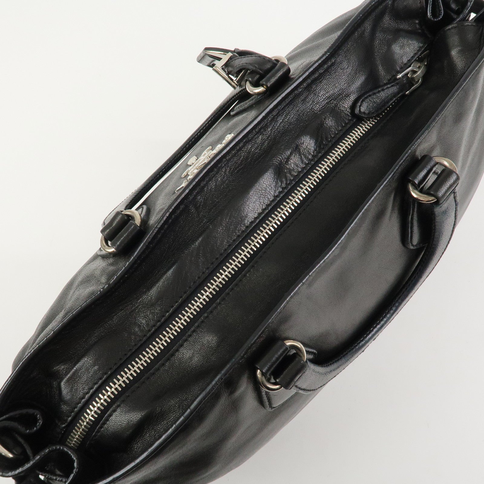 PRADA Logo Nappa Leather 2Way Bag Hand Bag Shoulder Bag Black