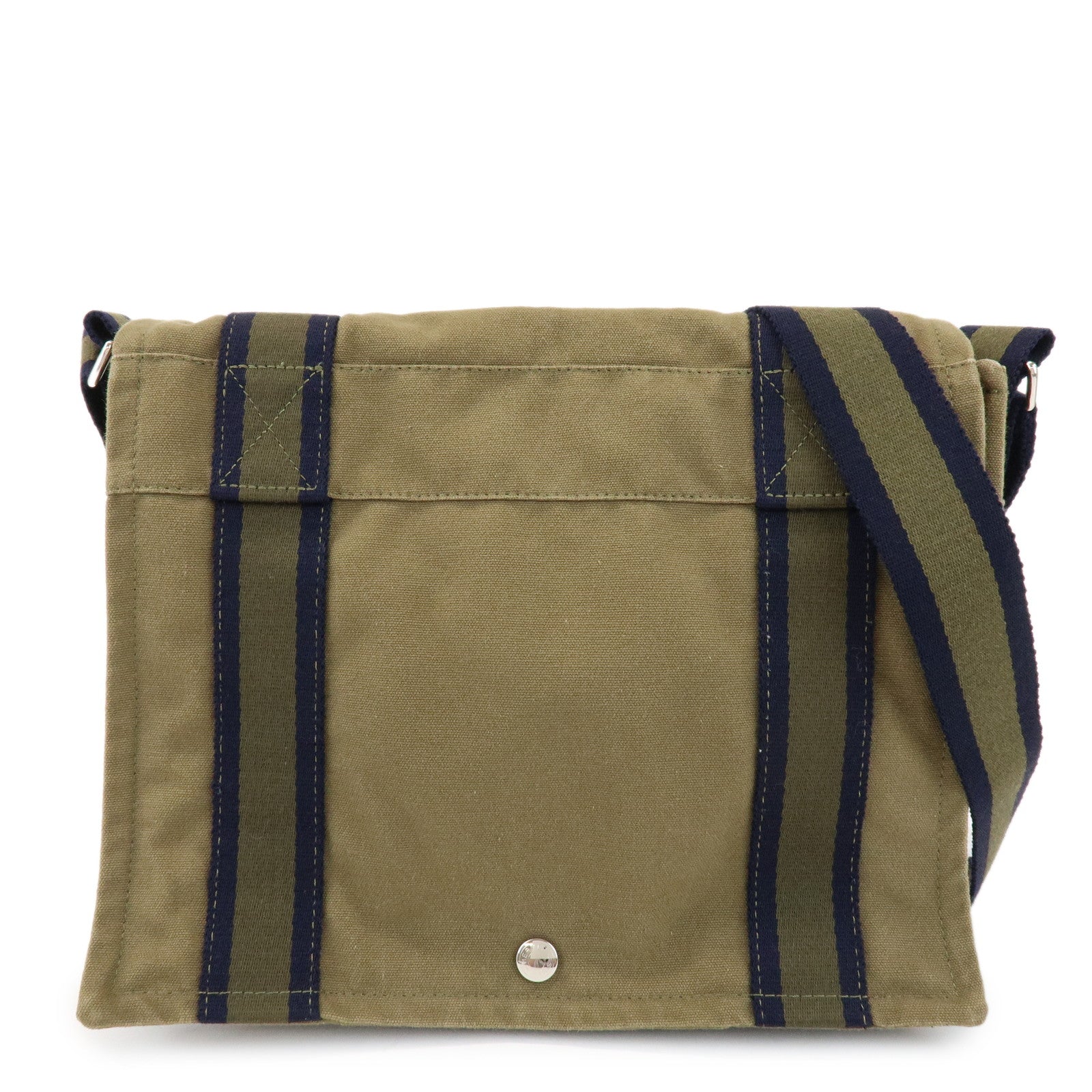 HERMES Logo Canvas Fourre Tout Bassus PM Shoulder Bag Khaki