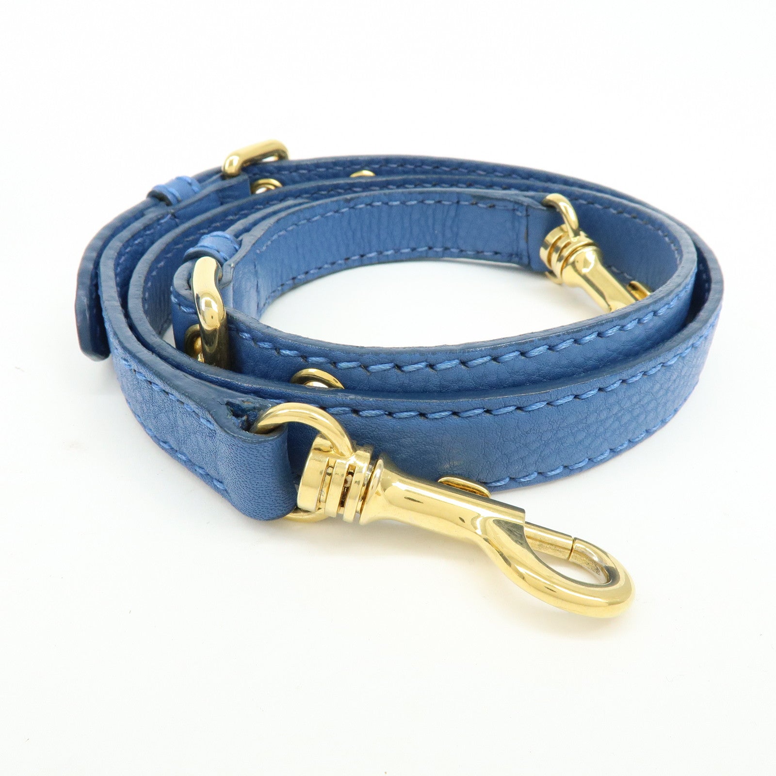 MIU MIU Logo Leather 2Way Bag Hand Bag Shoulder Bag Blue RR1945