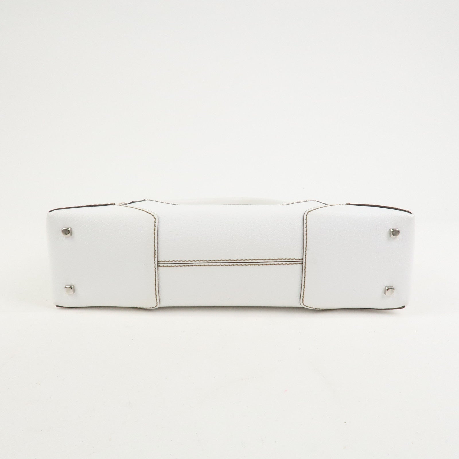 Ferragamo Logo Leather Shoulder Bag Hand Bag White