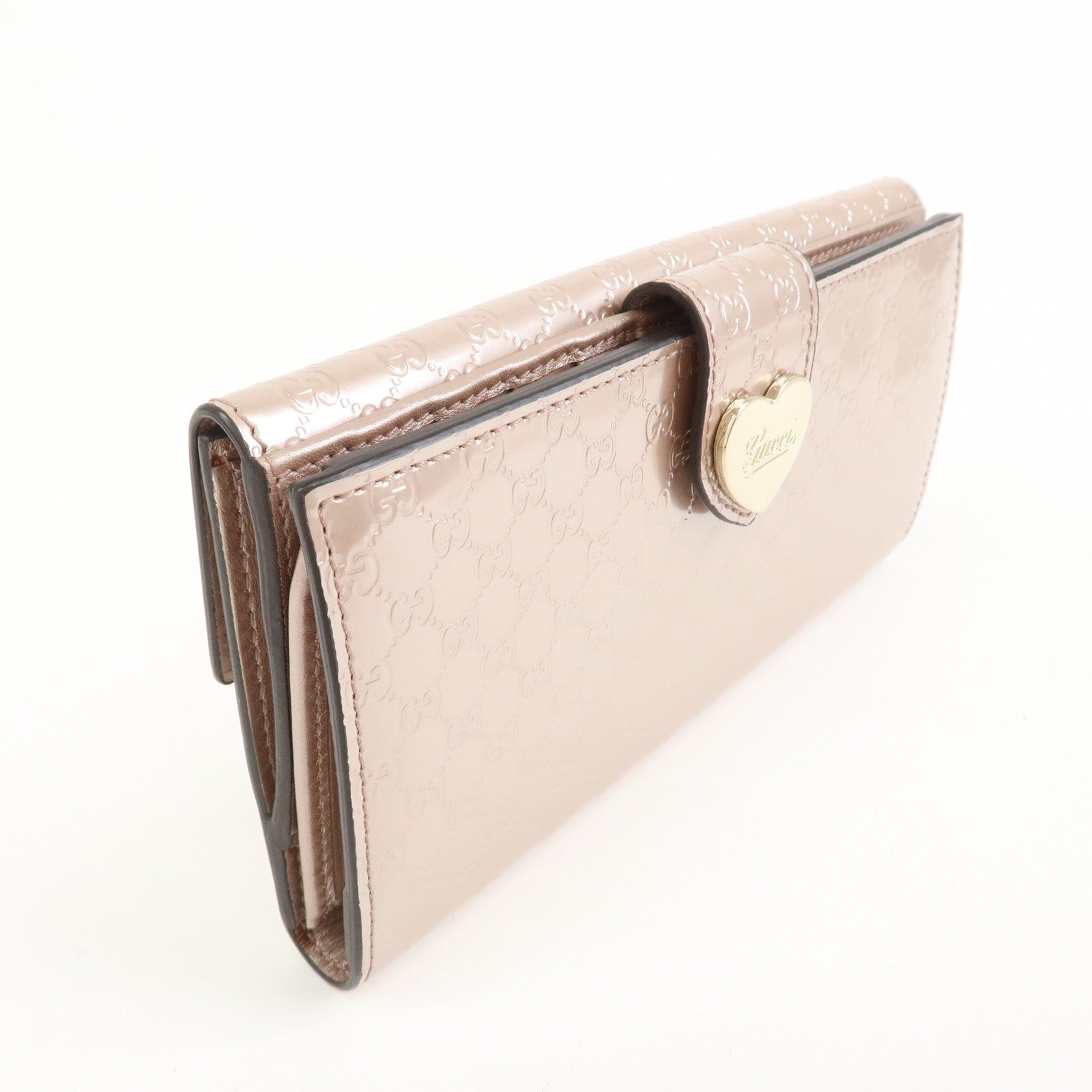GUCCI Micro Guccissima Lovely Heart W Hook Long Wallet Pink 203550