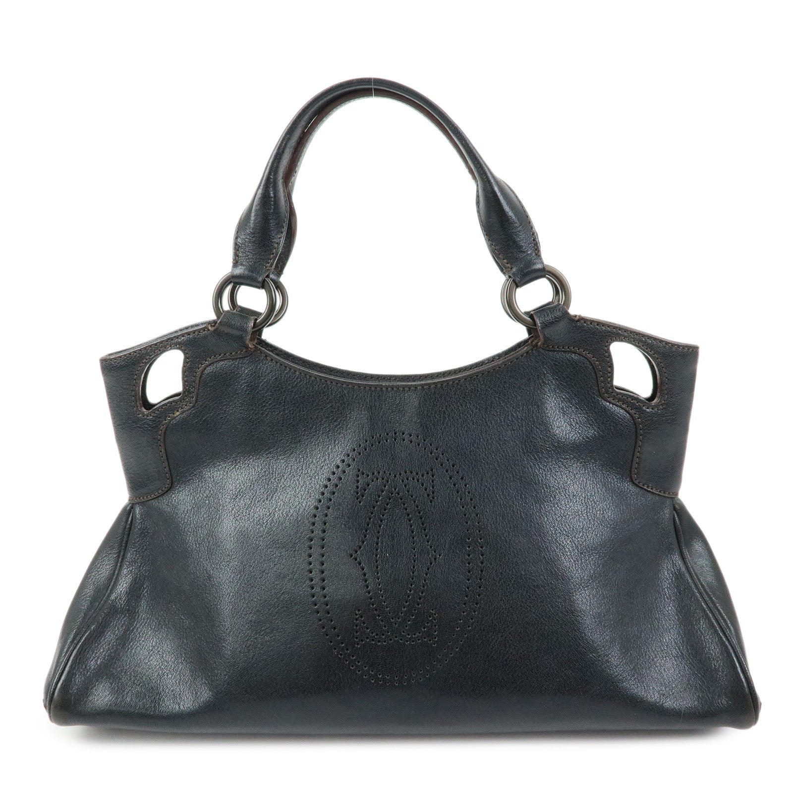 Cartier Marcello de Cartier Leather Hand Bag Tote Bag Black