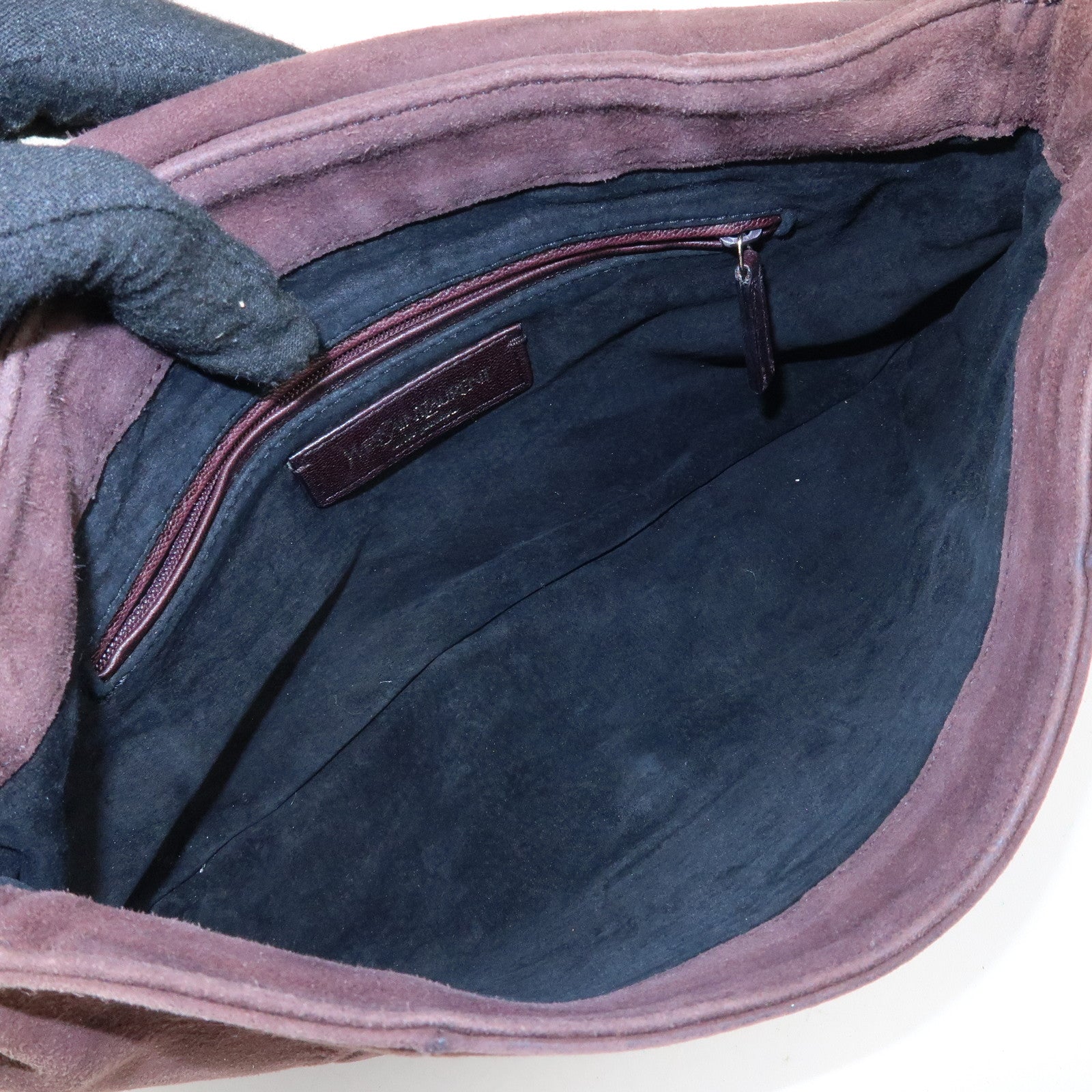 SAINT LAURENT PARIS YSL Naja Flower Suede Shoulder Bag Brown