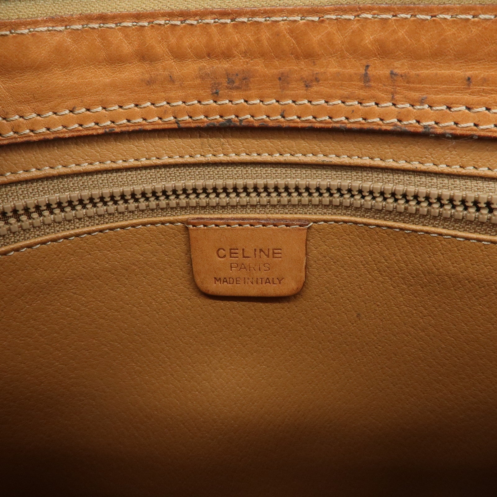 CELINE Macadam Logo PVC Leather Shoulder Bag Brown Gold