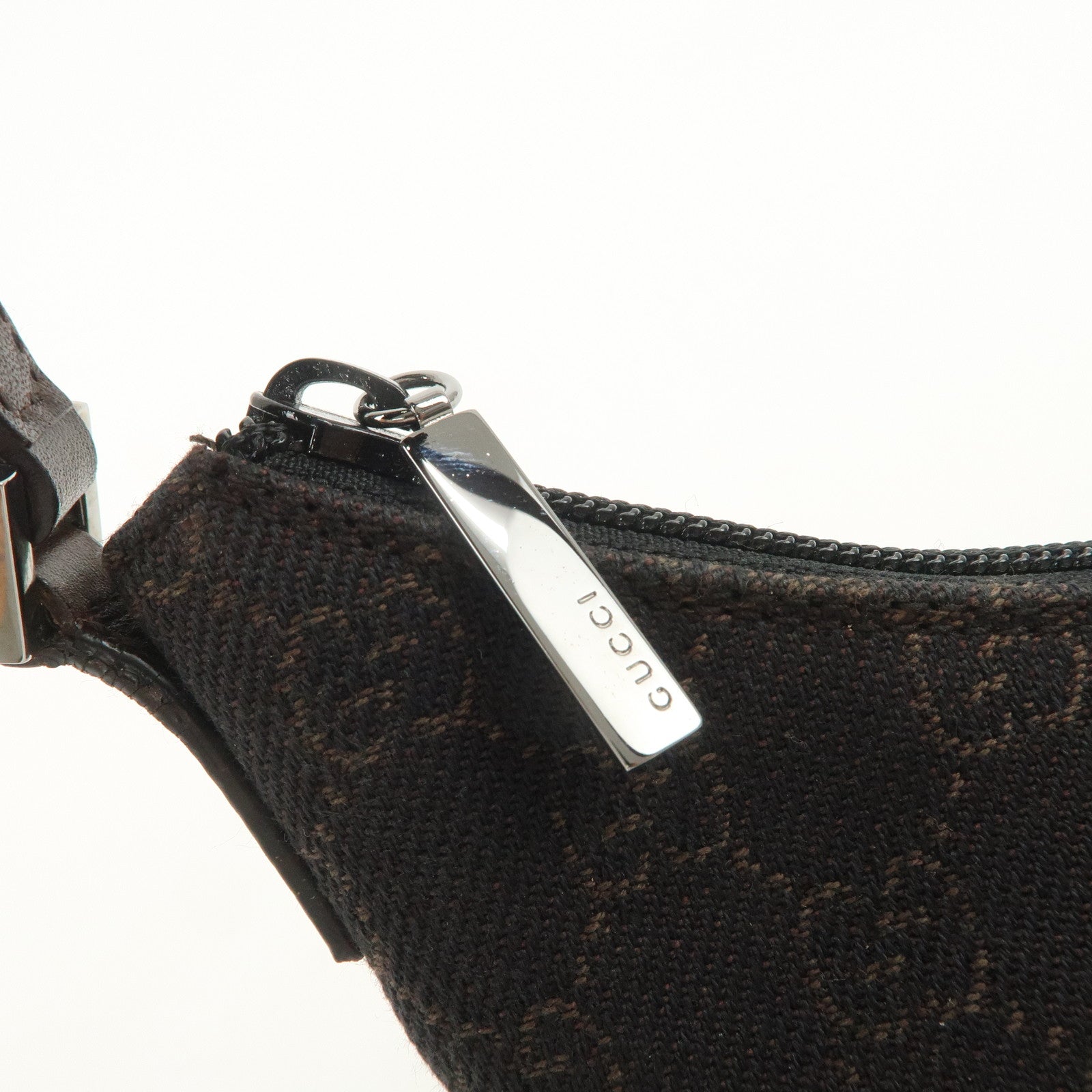 GUCCI GG Canvas Leather Hand Bag Shoulder Bag Black 32160