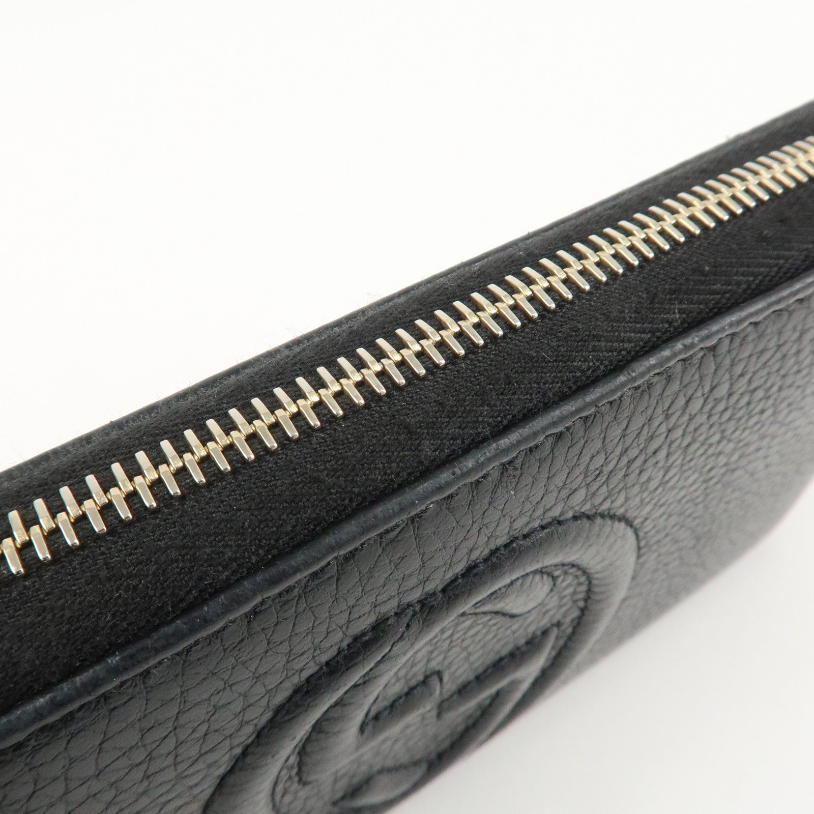 GUCCI SOHO Leather Zip Around Long Wallet Black Used