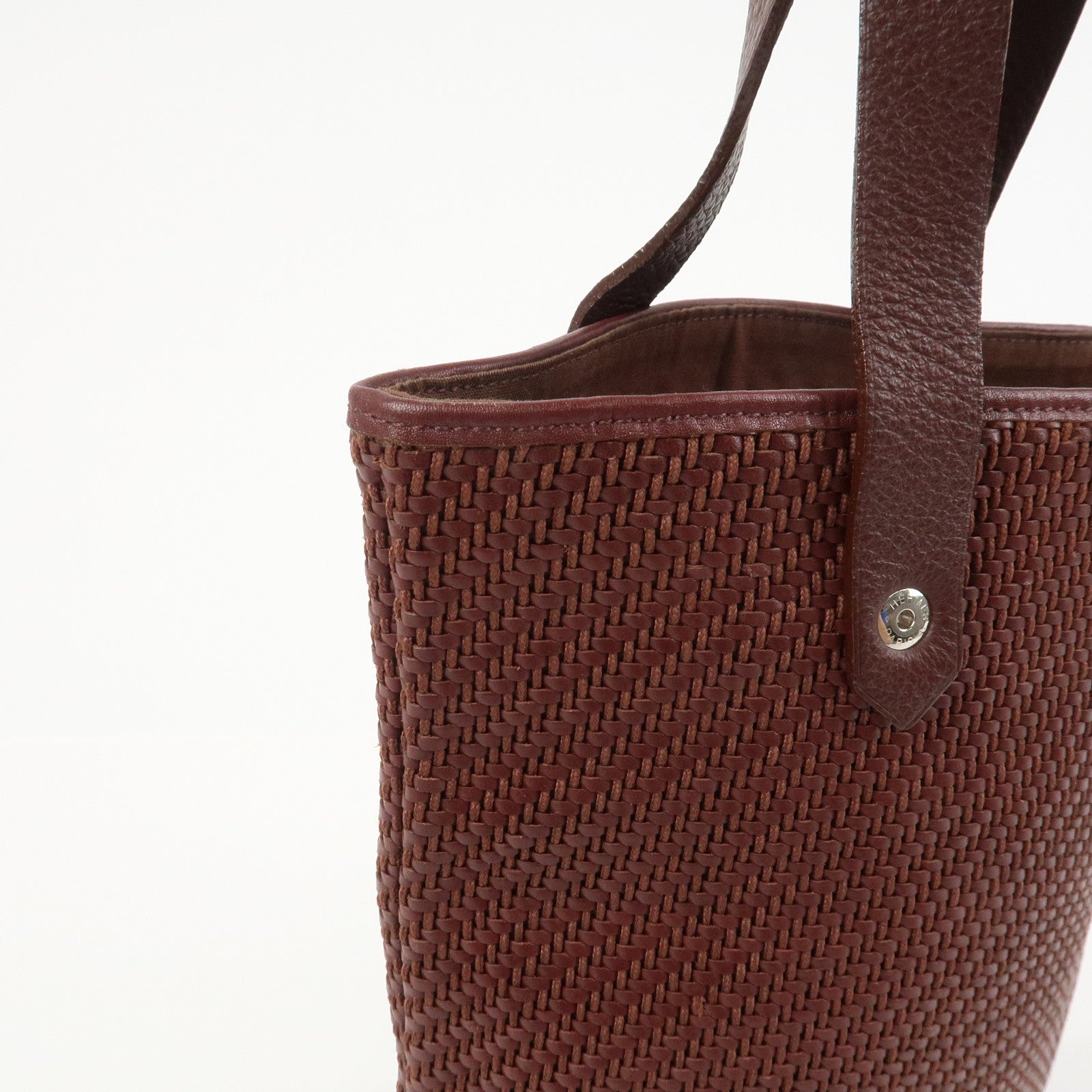 HERMES Amedaba PM Diago Leather Tote Bag Hand Bag Brown