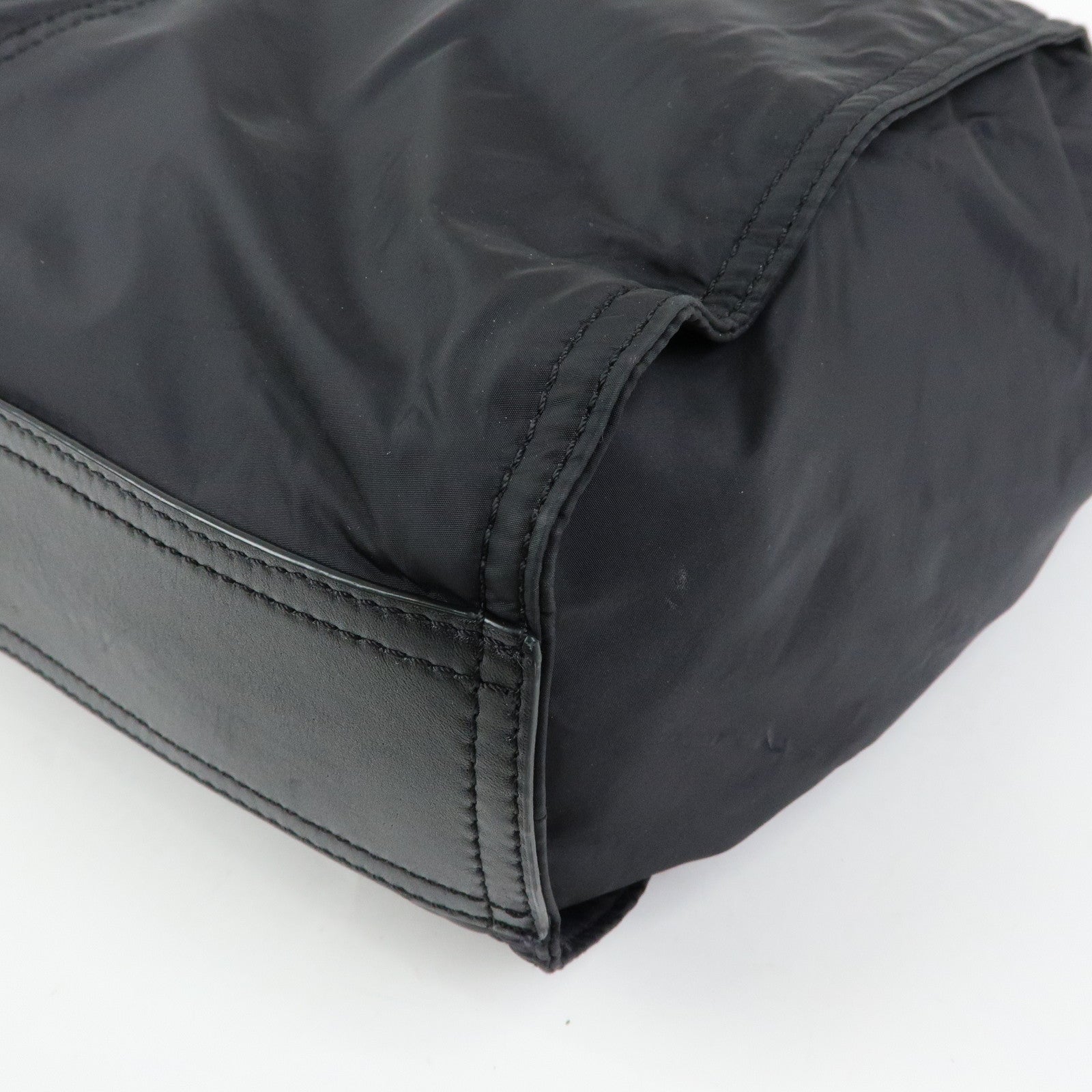 BURBERRY Nylon Leather Tote Bag Shoulder Bag Black