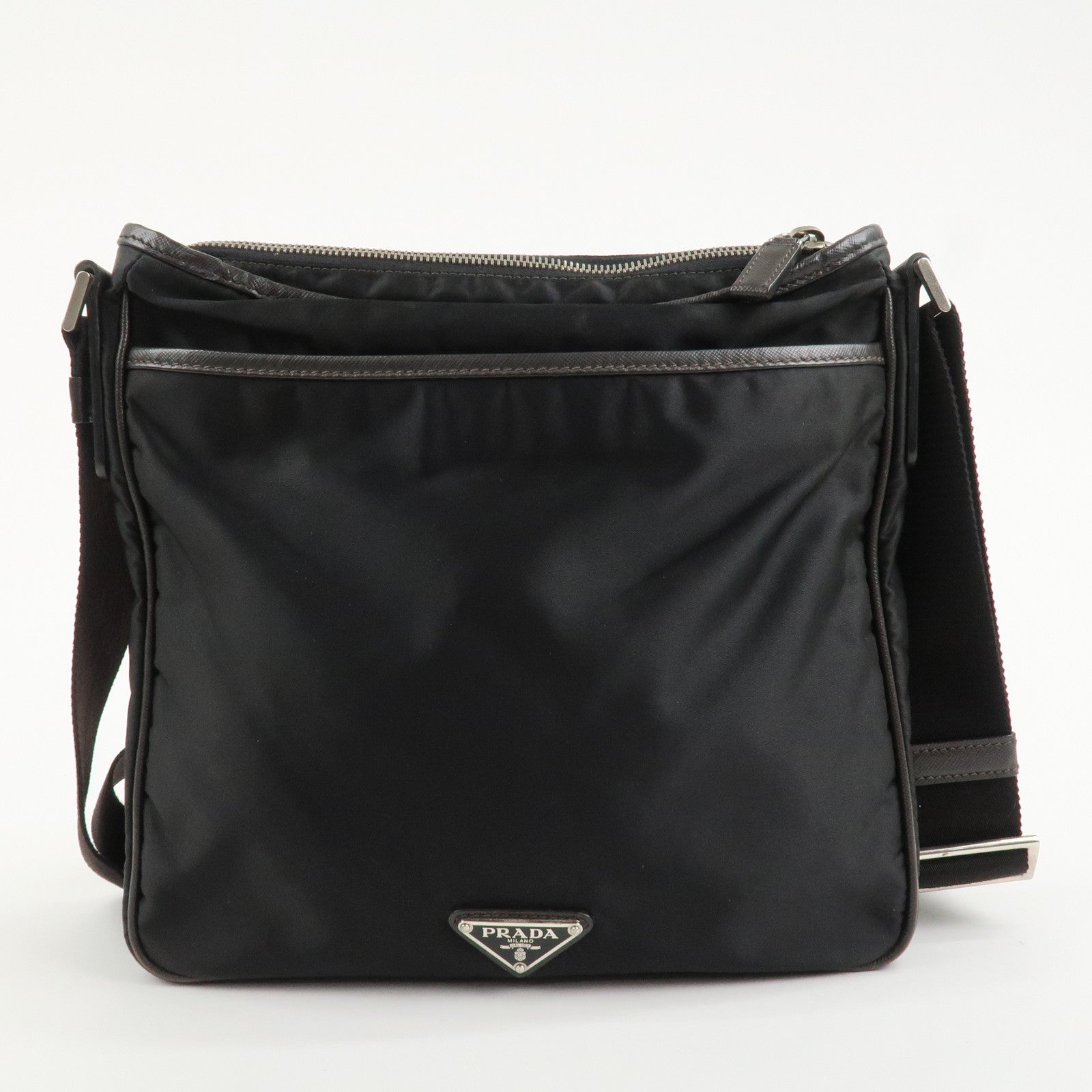 PRADA Triangle Logo Nylon Shoulder Bag Hand Bag Black