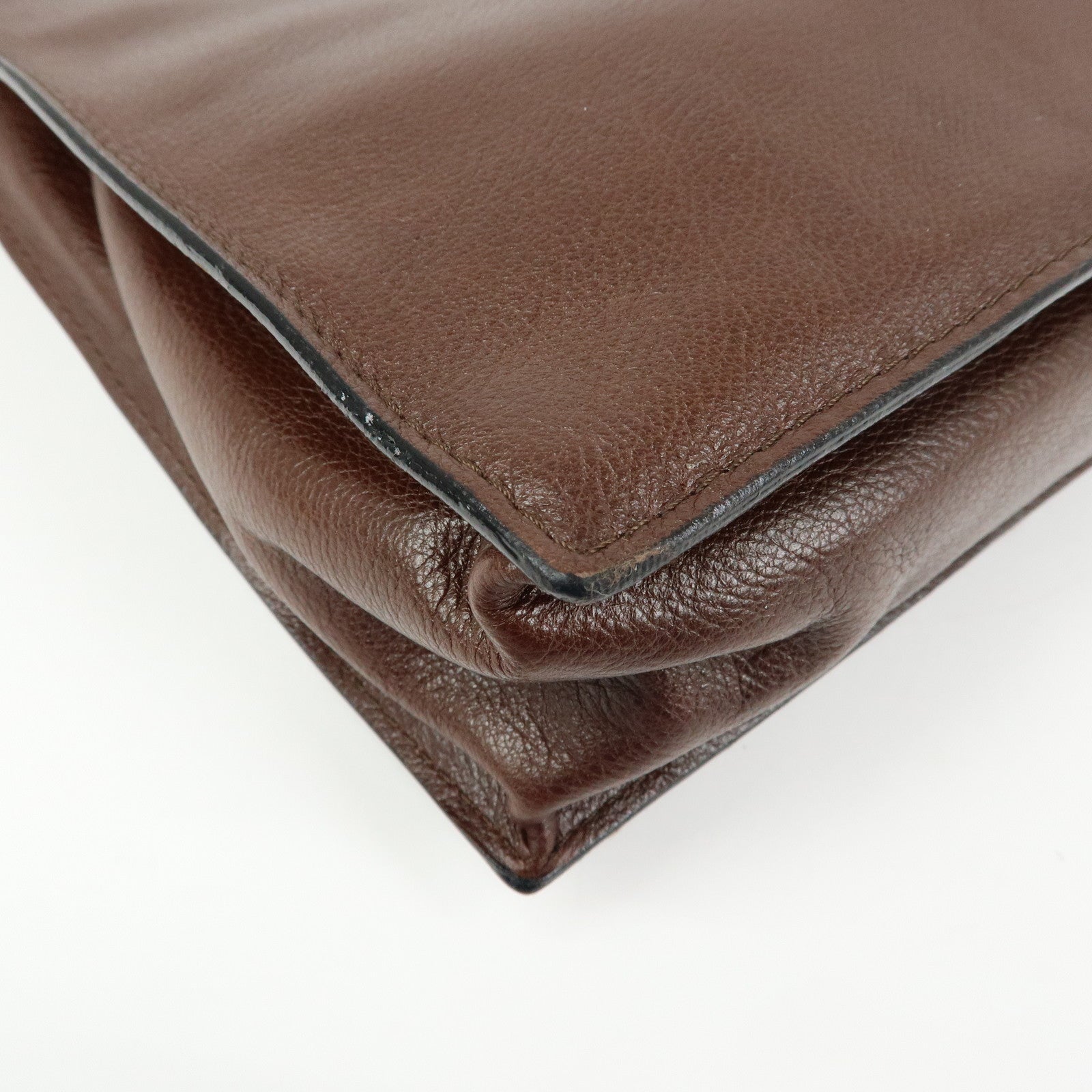BOTTEGA VENETA Leather Square Hand Bag Brown