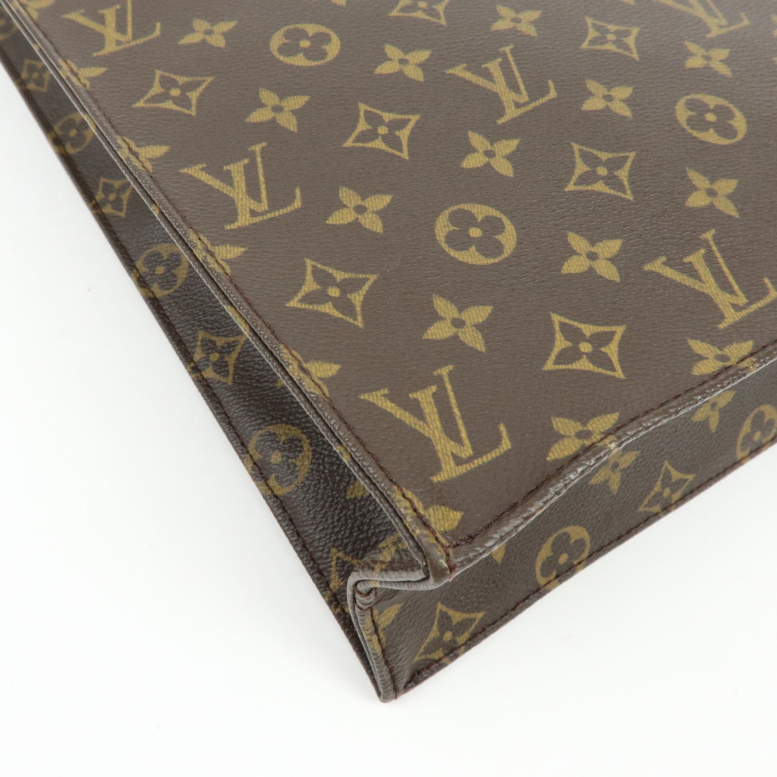 Louis Vuitton Monogram Sac Plat Tote Bag Hand Bag Brown M51140
