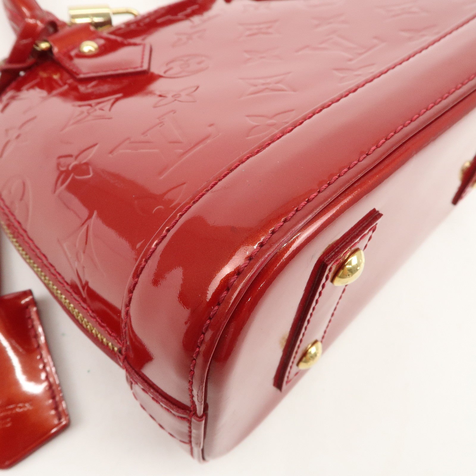 Louis Vuitton Monogram Vernis Alma BB 2Way Bag Red M91606 Used