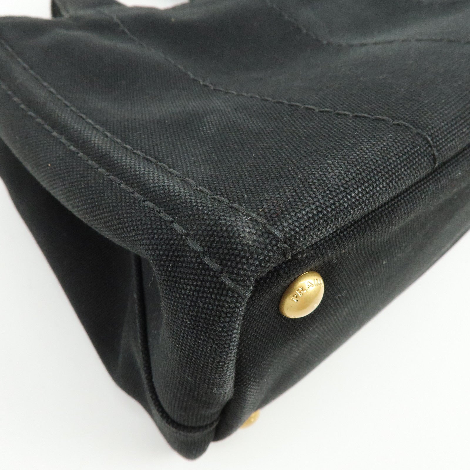 PRADA Triangle Logo Canapa Mini Canvas 2Way Hand Bag Black 1BG439