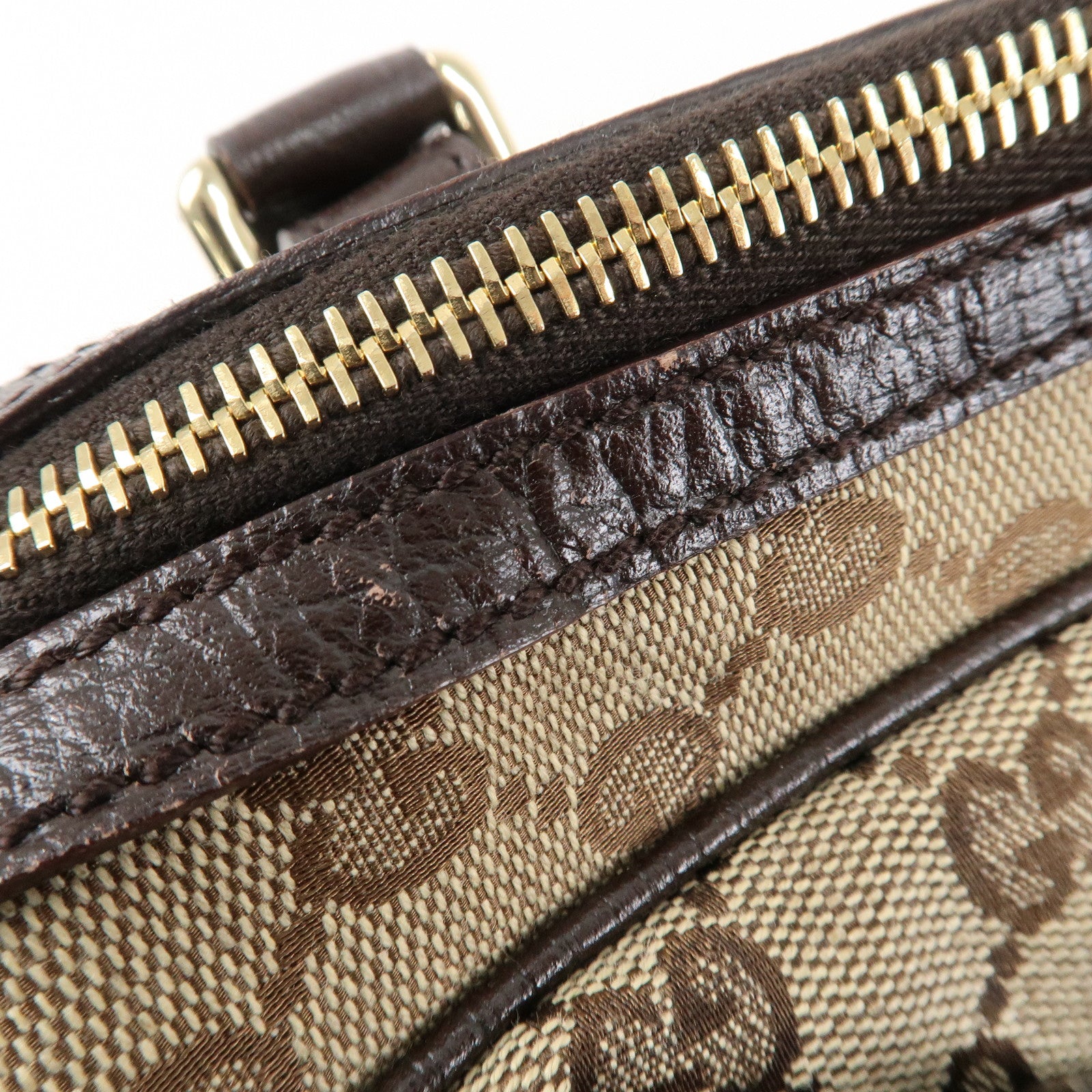 GUCCI Horsebit Sherry GG Canvas Leather Shoulder Bag Beige Brown 141503 Used