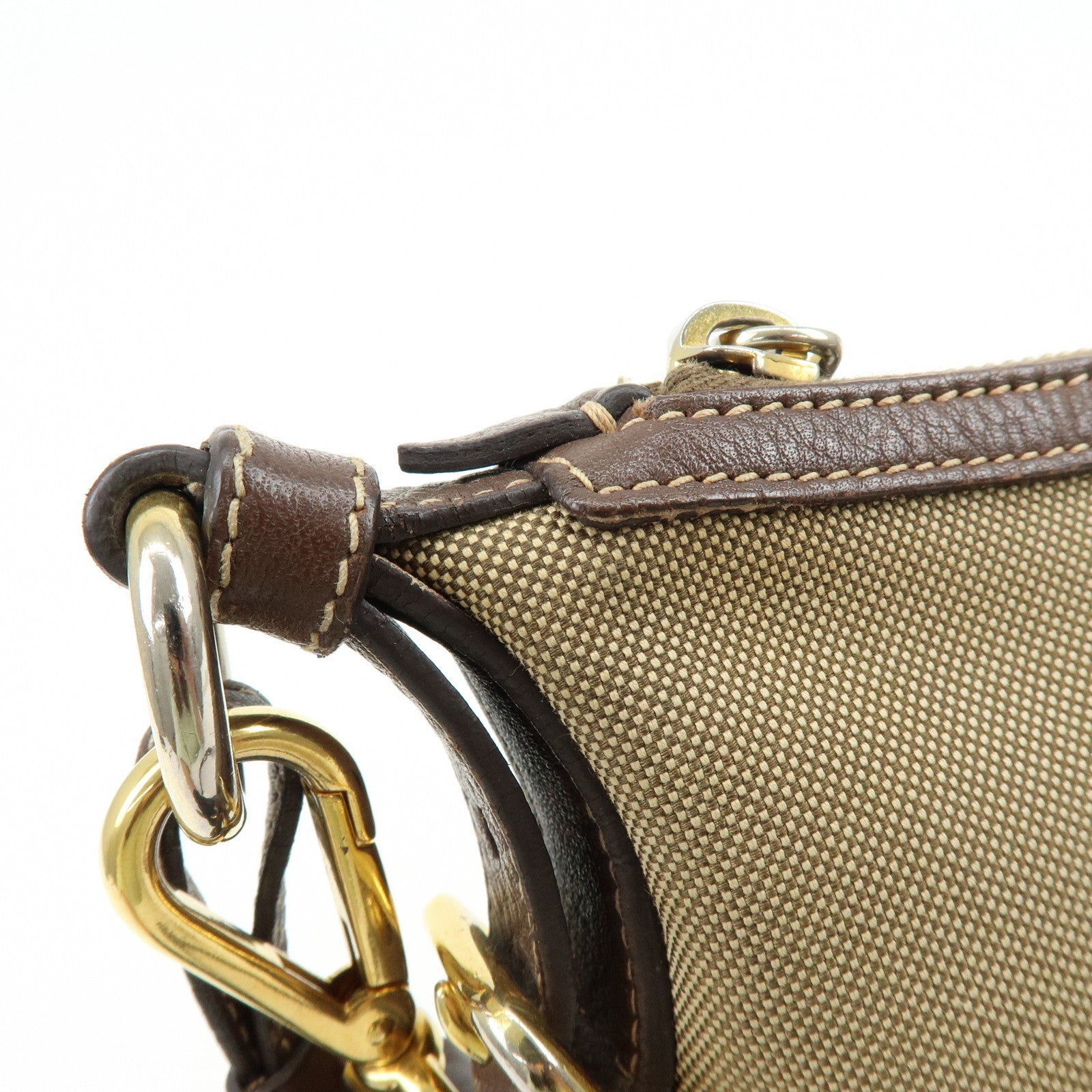 PRADA Logo Jacguard Leather Shoulder Bag Crossbody Bag Brown