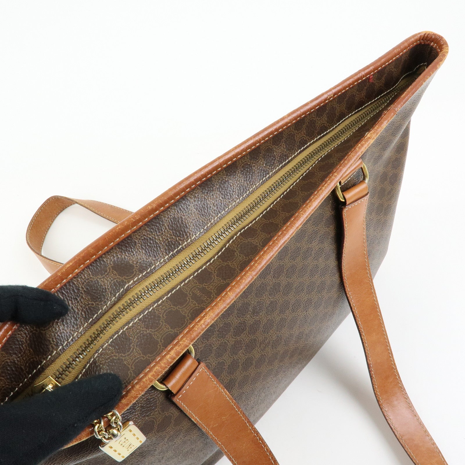 CELINE Macadam PVC Leather Tote Bag Shoulder Bag Brown