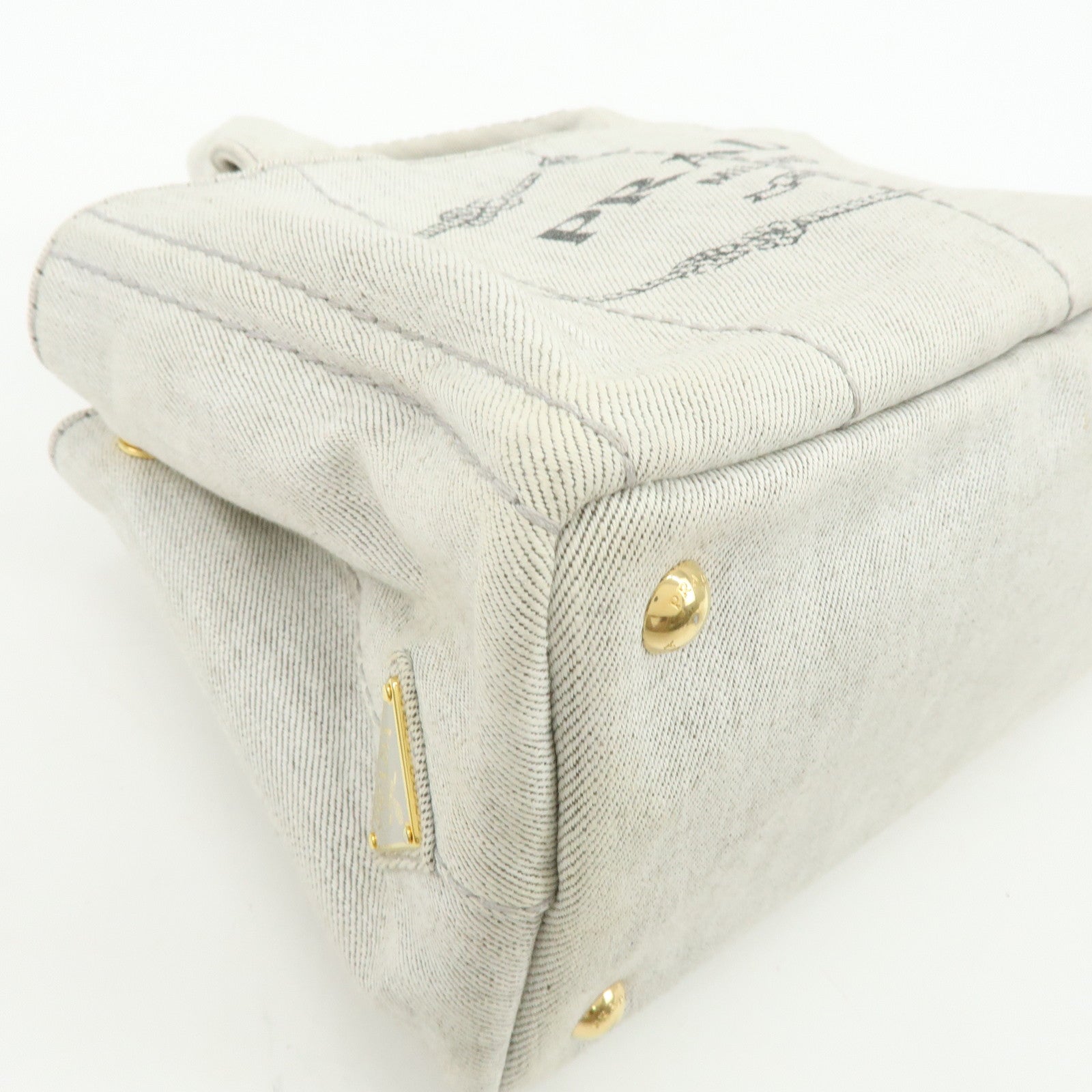 PRADA Canapa Mini Denim 2Way Bag Hand Shoulder Bag Gray 1BG439