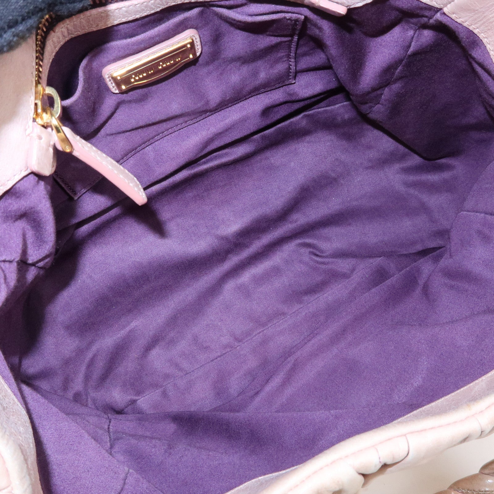 MIU MIU Matelasse 2Way Bag Hand Bag Shoulder Bag Pink Beige
