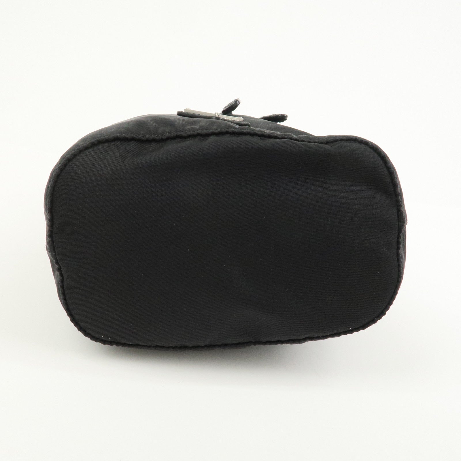 PRADA Nylon Saffiano Leather Cosmetic Makeup Pouch Black 1NA369