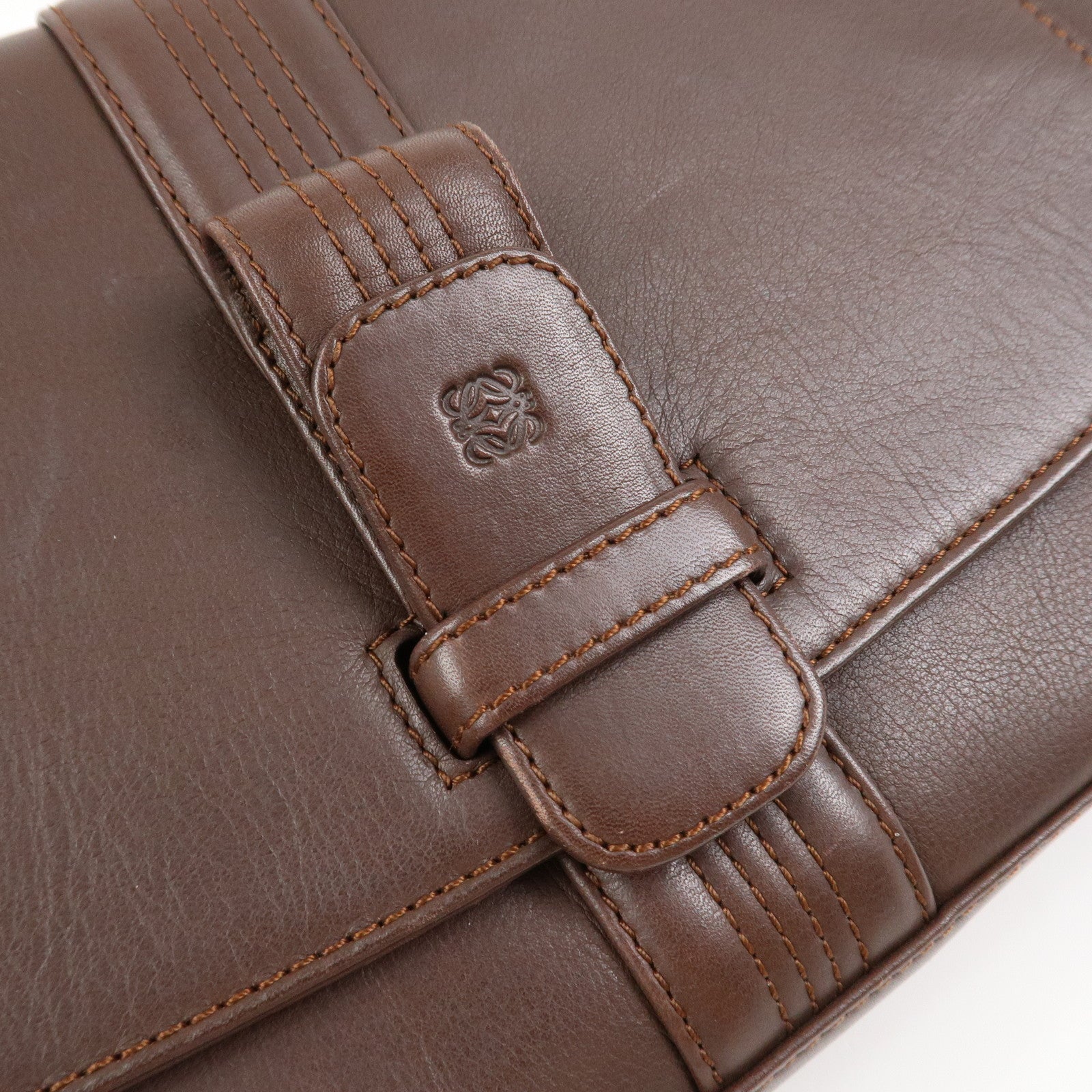 LOEWE Anagram Leather Hand Bag Shoulder Bag Brown