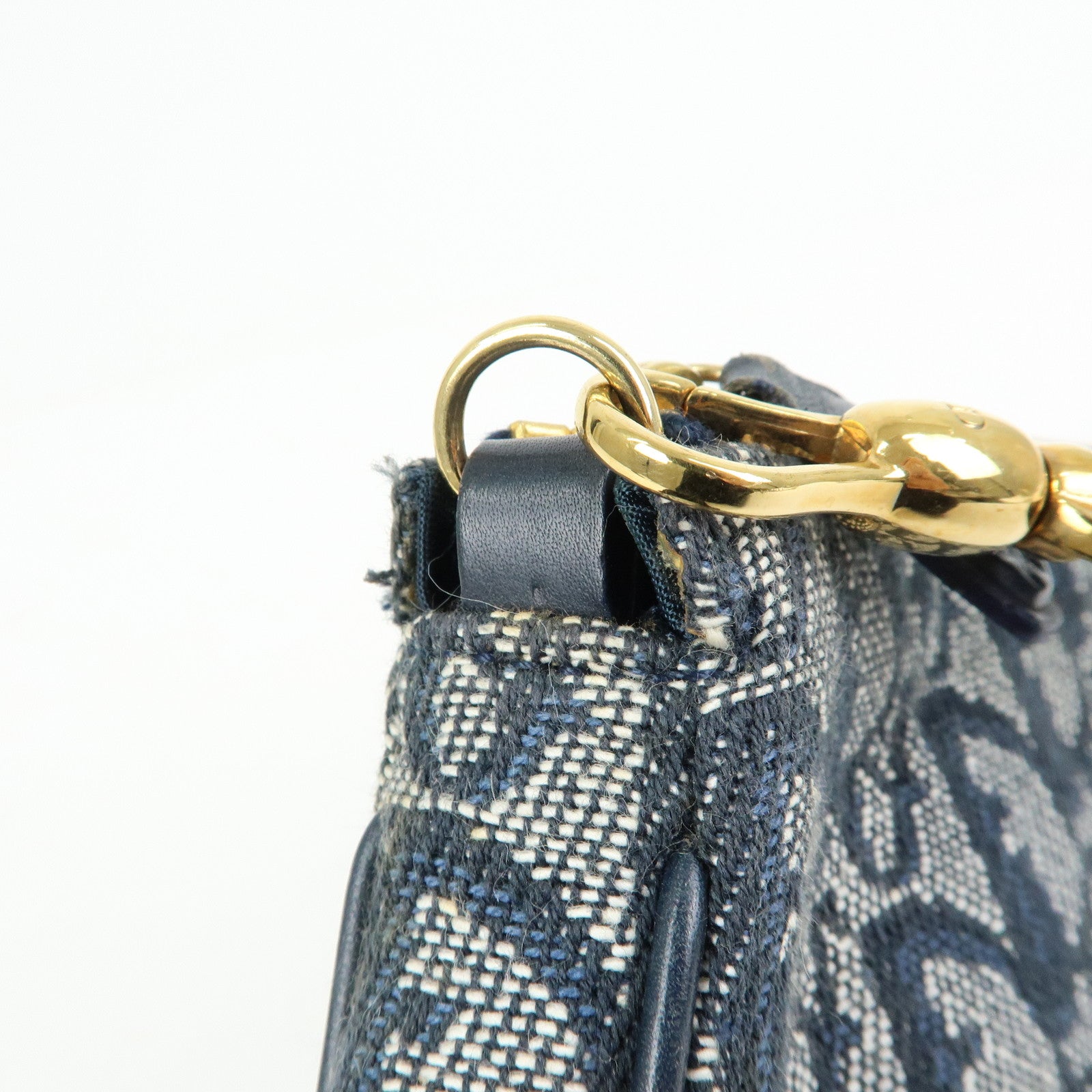 Christian Dior Trotter Jacguard Leather Saddle Bag Pouch Navy