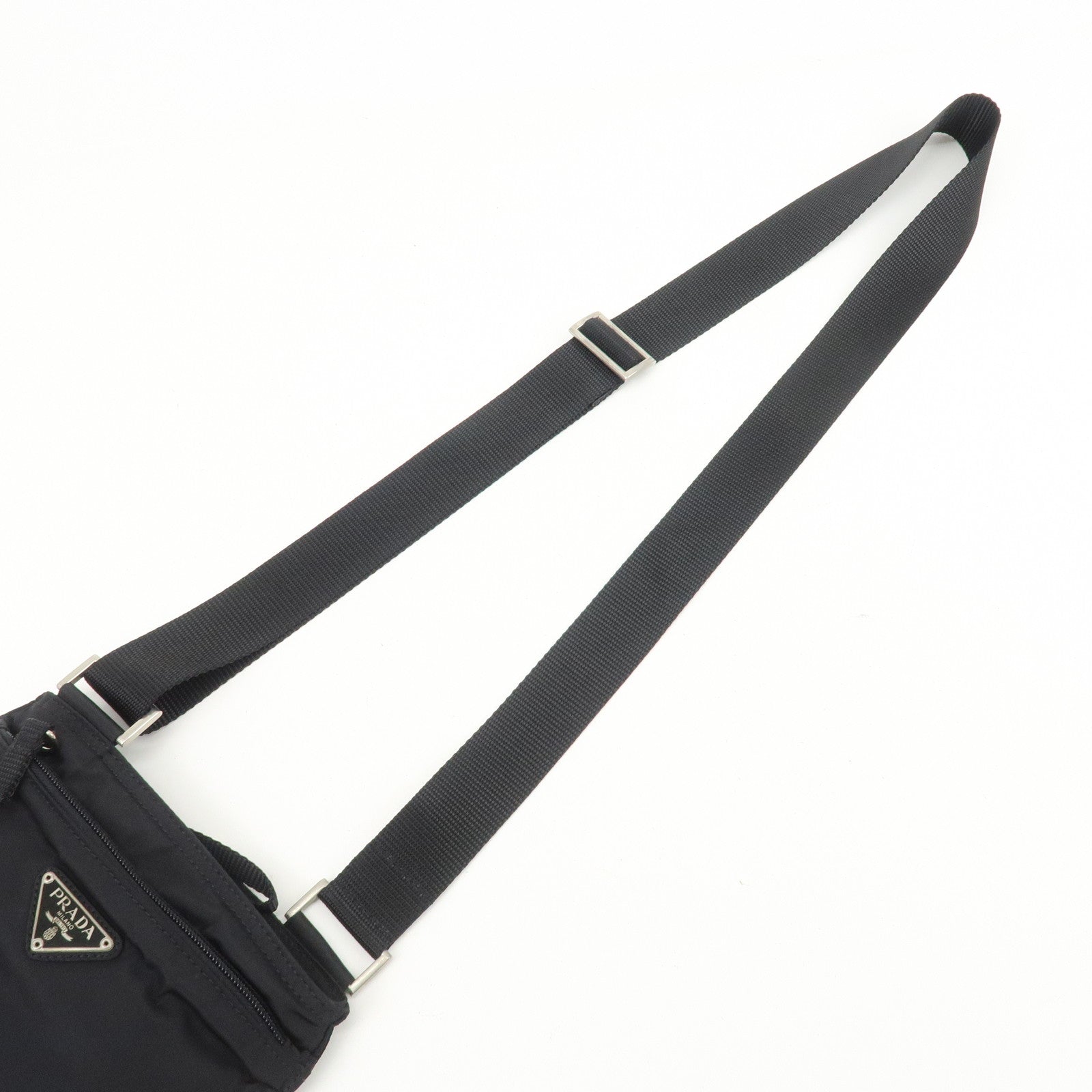 PRADA Triangle Logo Nylon Shoulder Bag Crossbody Bag Black B7372