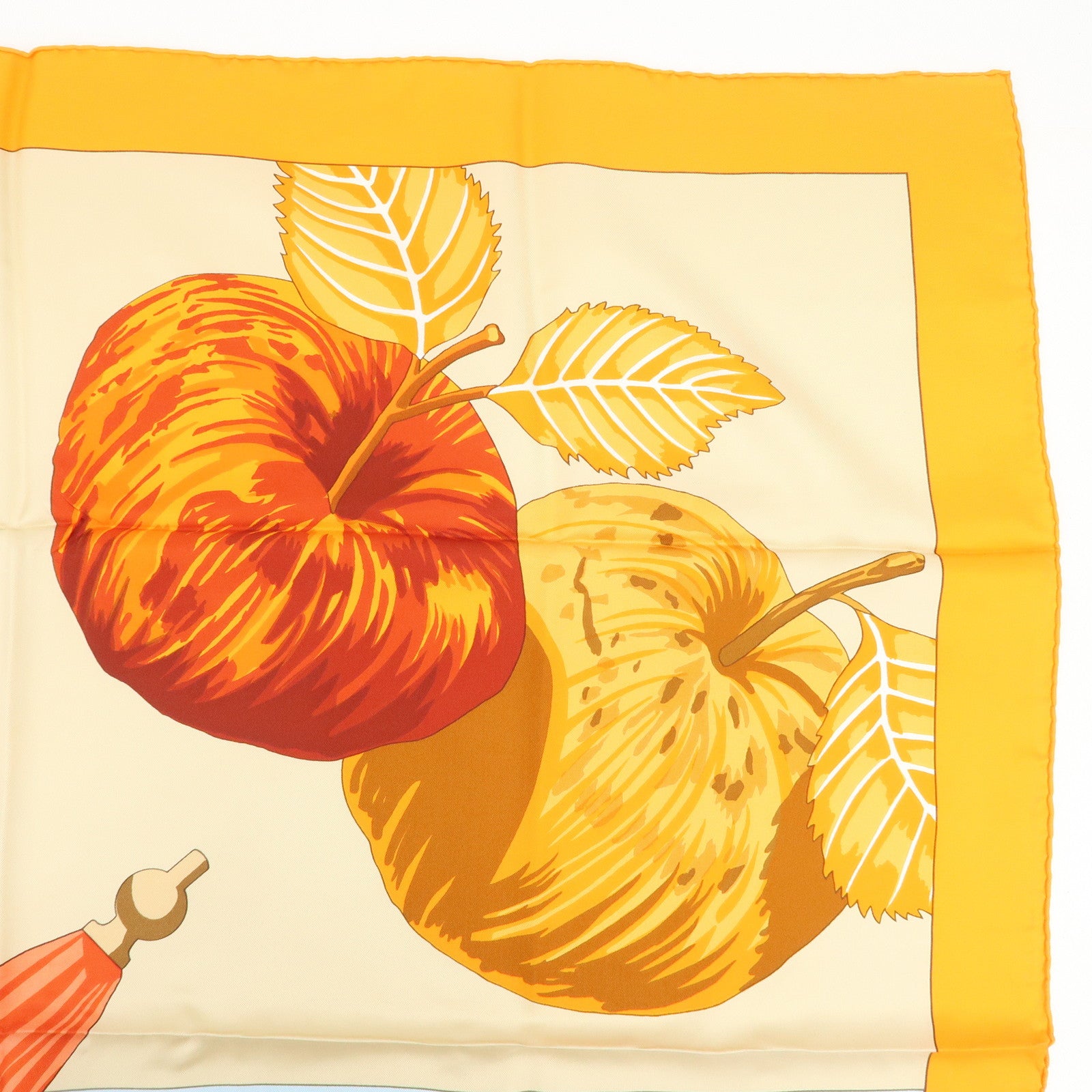 HERMES Carre 90 Silk 100% DES PLAGES NORMANDES2 Scarf Orange