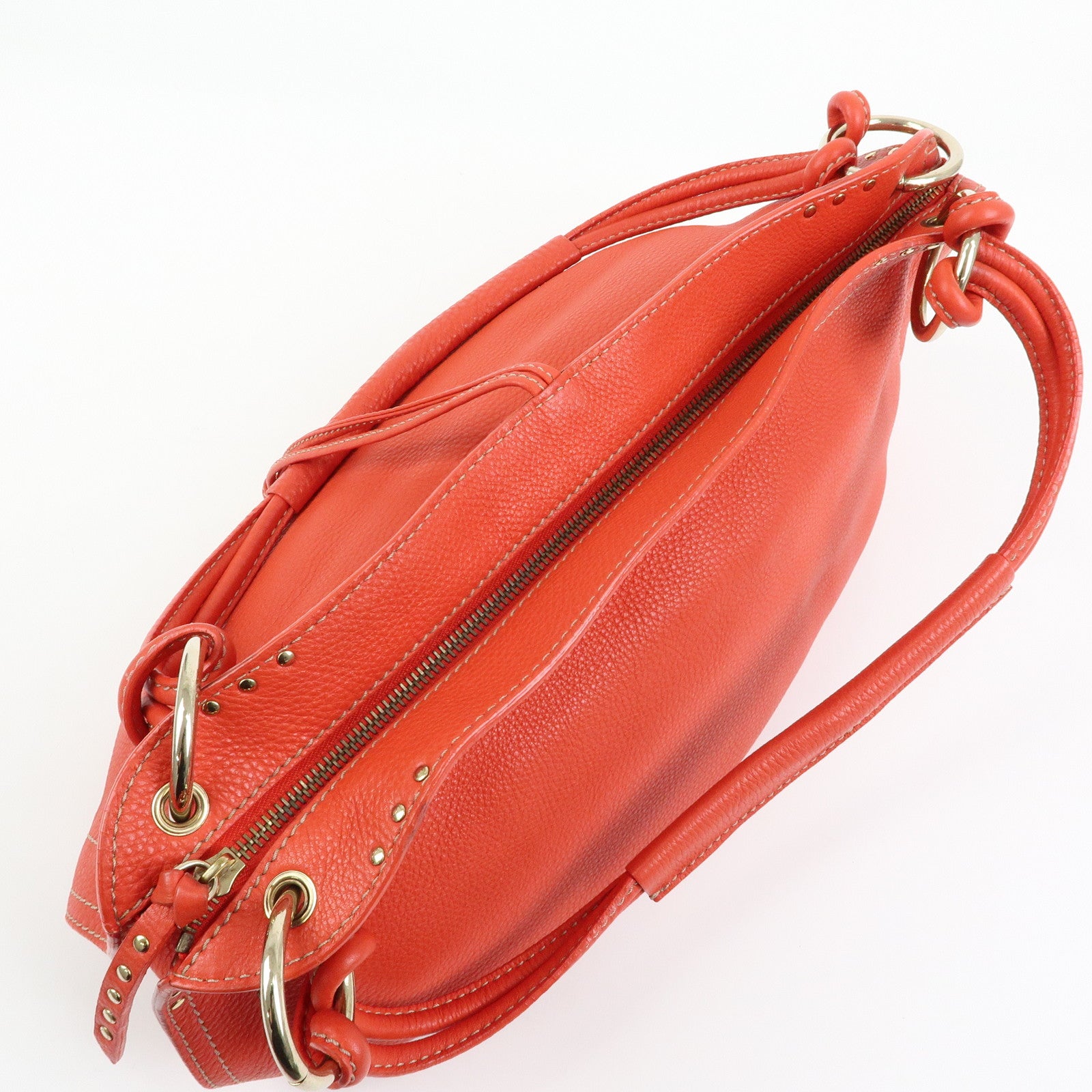 CELINE Bittersweet Leather Shoulder Bag Hand Bag Tote Bag Red