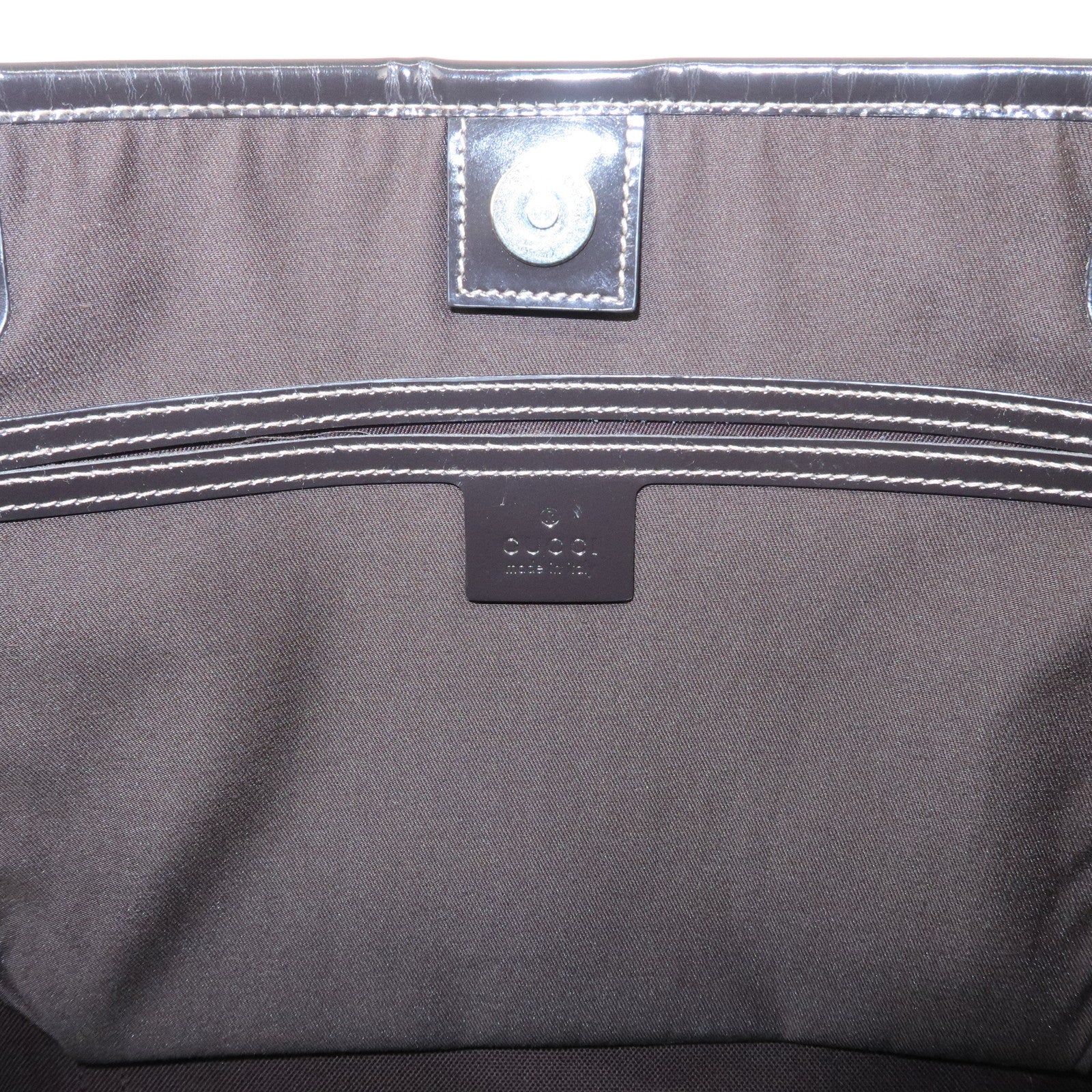 GUCCI GG Supreme Patent Leather Tote Bag Hand Bag Brown 197953