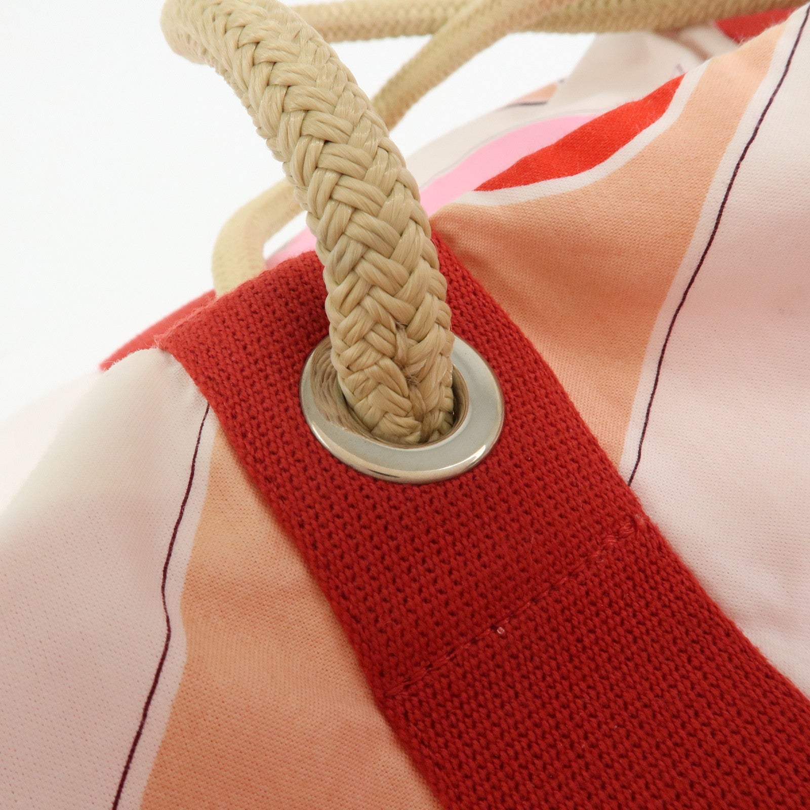 HERMES Cotton Beach Bag Cabas Drapeaux Au Vent Pink Red