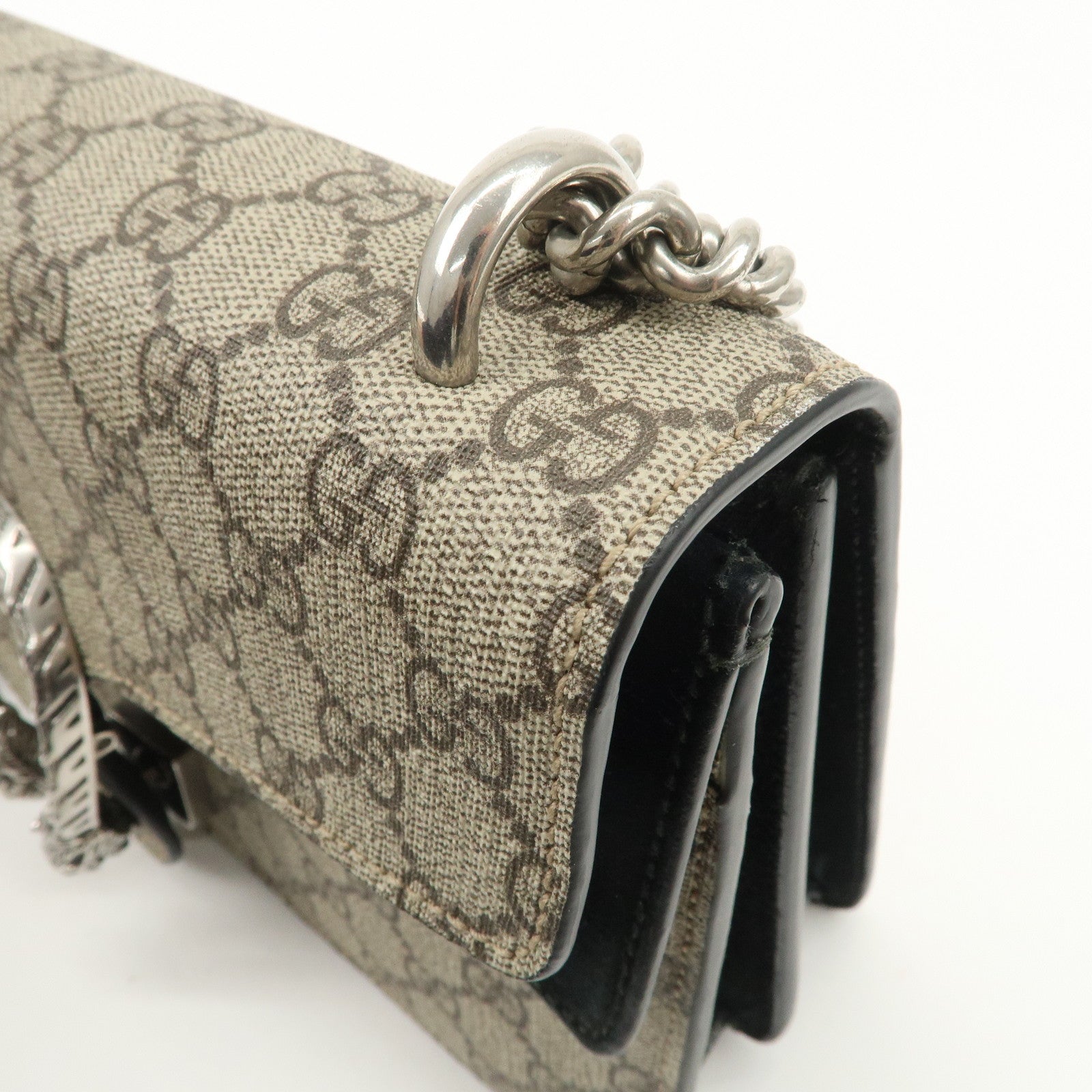 GUCCI Dionysus GG Supreme Suede Chain Shoulder Bag Beige 400249