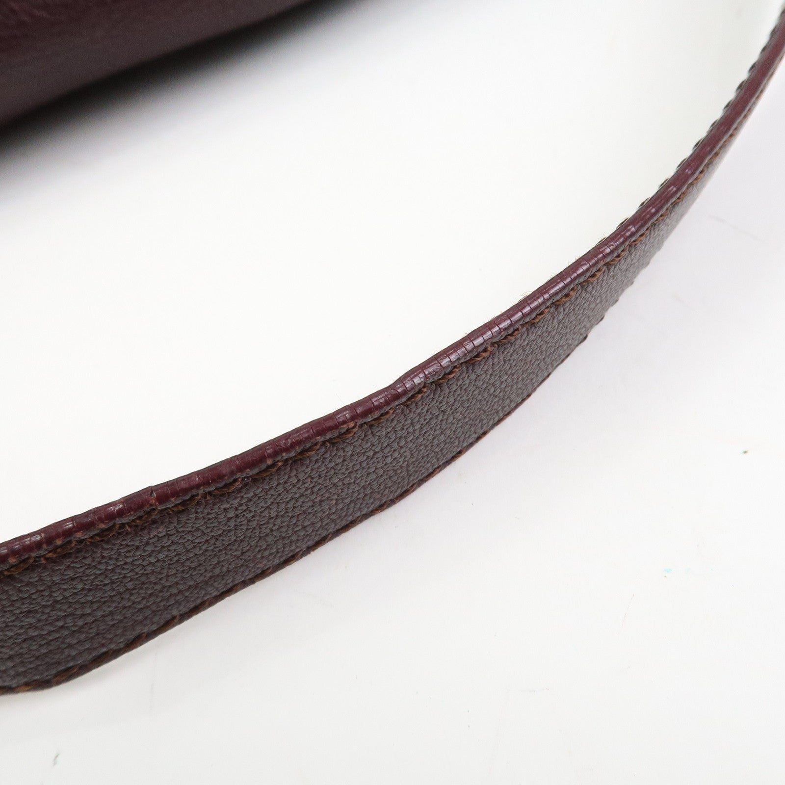 CELINE Macadam Leather Wood Shoulder Bag Hand Bag Brown