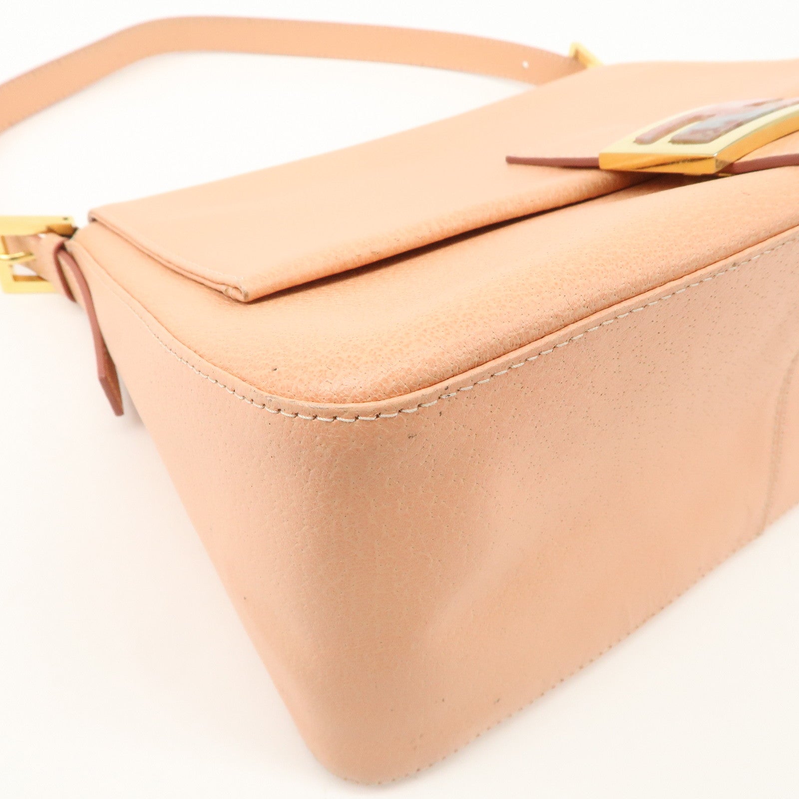 FENDI Mamma Baguette Leather Hand Bag Shoulder Bag Pink 26325