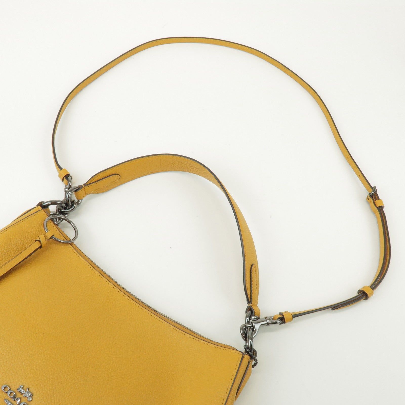 COACH Logo Leather 2Way Bag Shoulder Bag Hand Bag Yellow