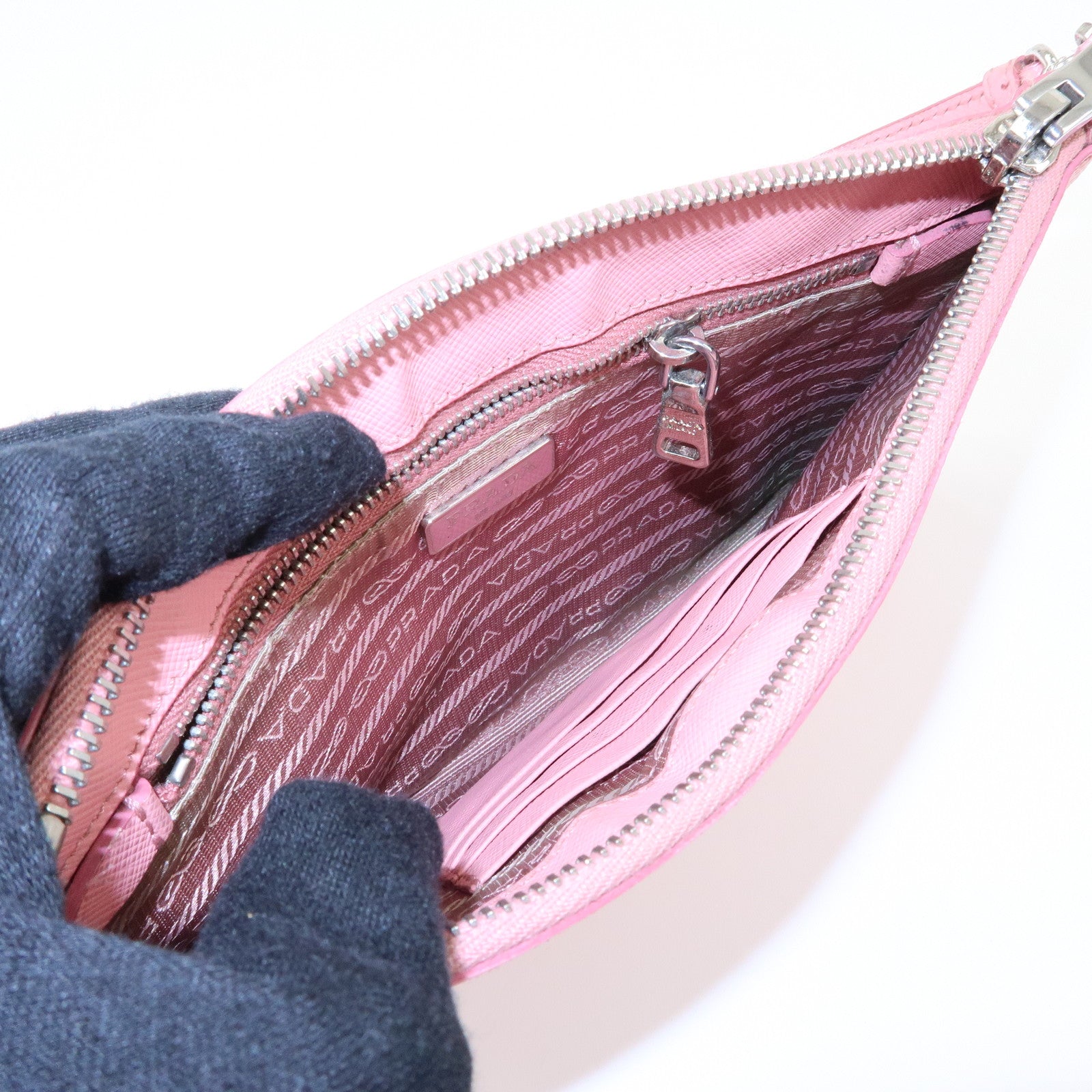 PRADA Saffiano Leather 2Way Bag Clutch Bag Shoulder Bag Pink