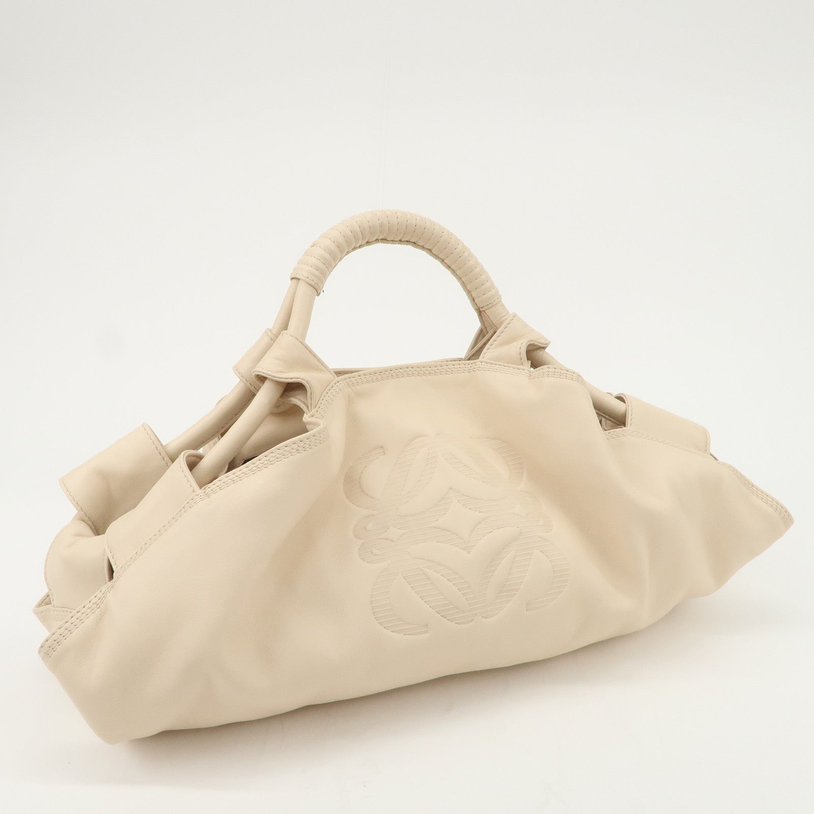 LOEWE Anagram Nappa Aire Leather Hand Bag Shoulder Bag Light Beige