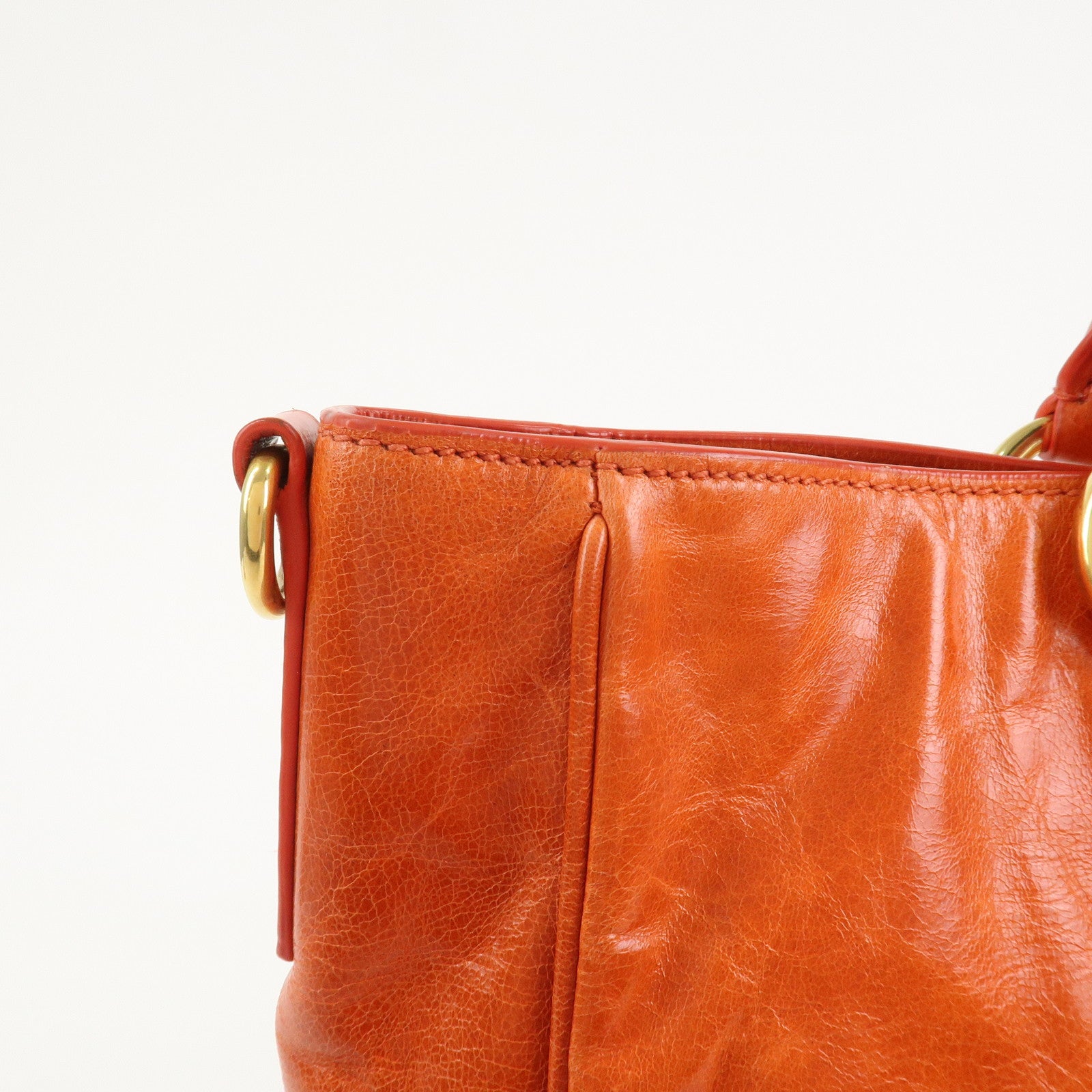 PRADA Logo Leather 2Way Bag Hand Bag Shoulder Bag Orange BN2326